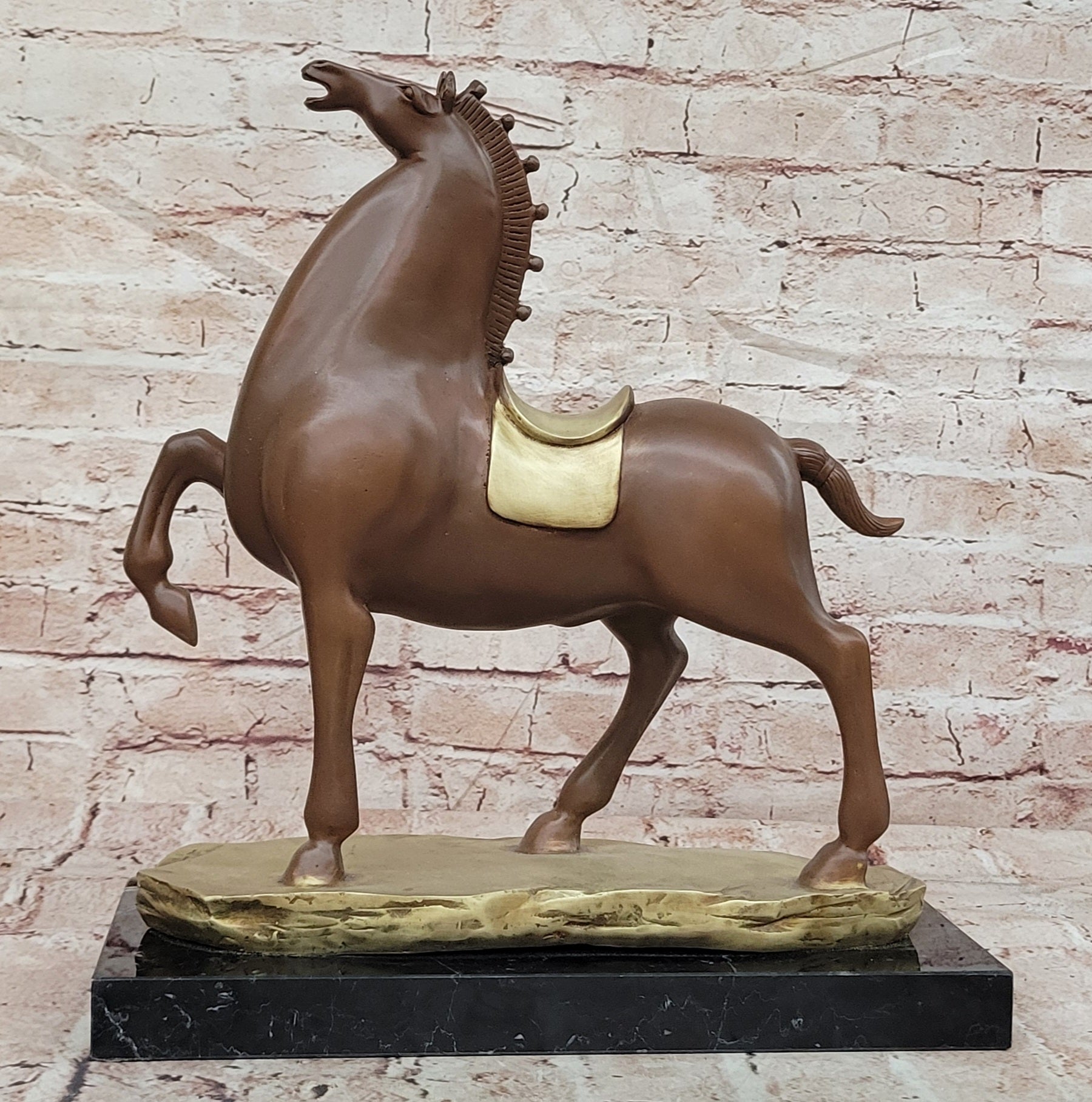 Tang Horse Equestrian Bronze Statue Oriental Art Sculpture Collectible Piece