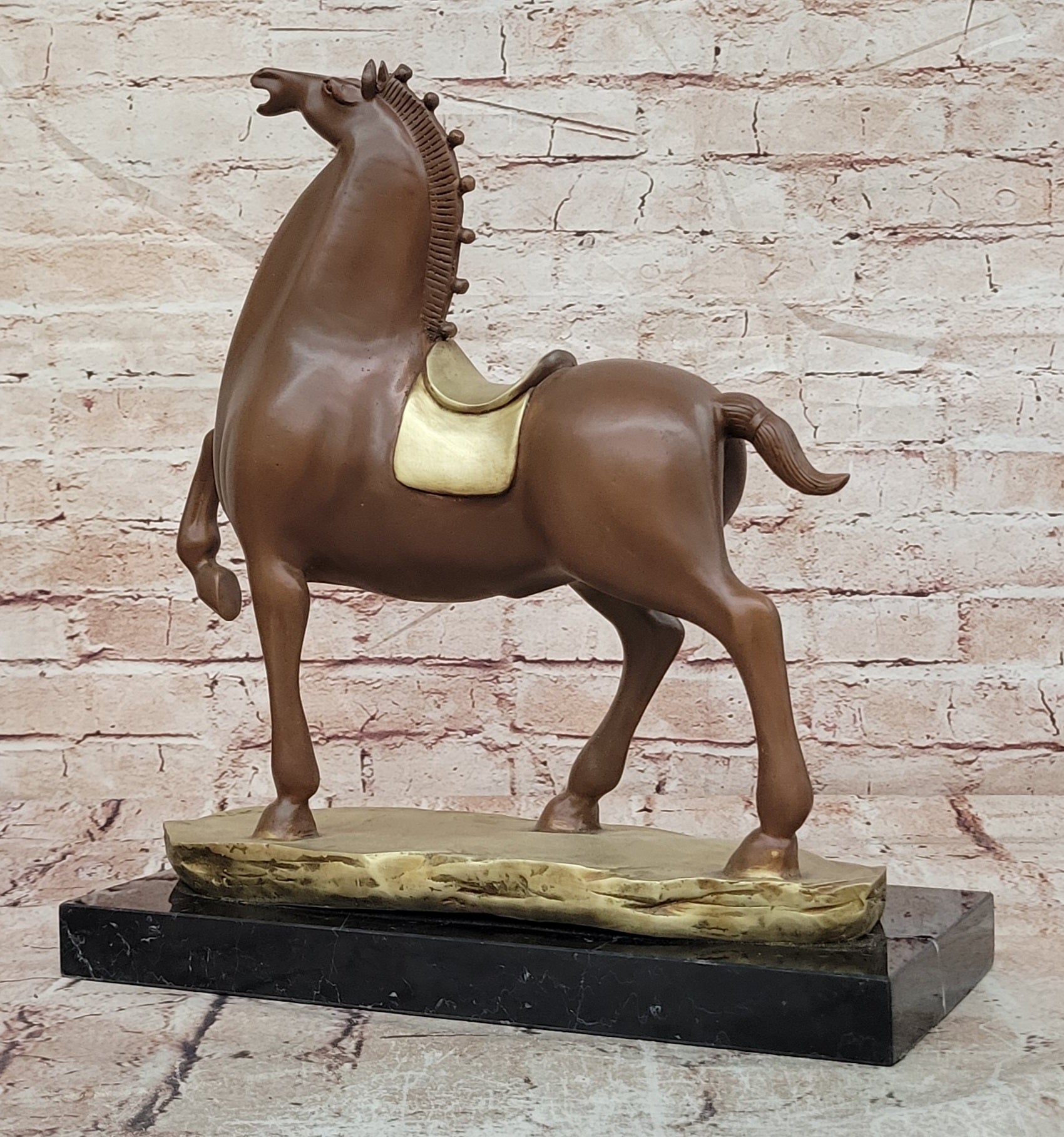 Tang Horse Equestrian Bronze Statue Oriental Art Sculpture Collectible Piece