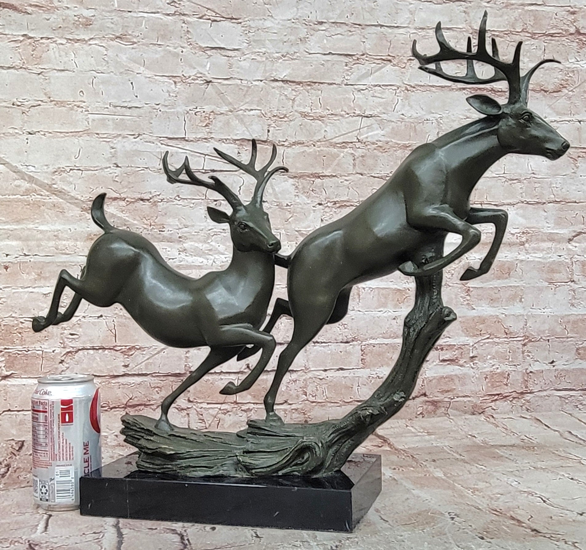Williams Signed Bronze Deer Sculpture Running Stags Fine Art Collectible