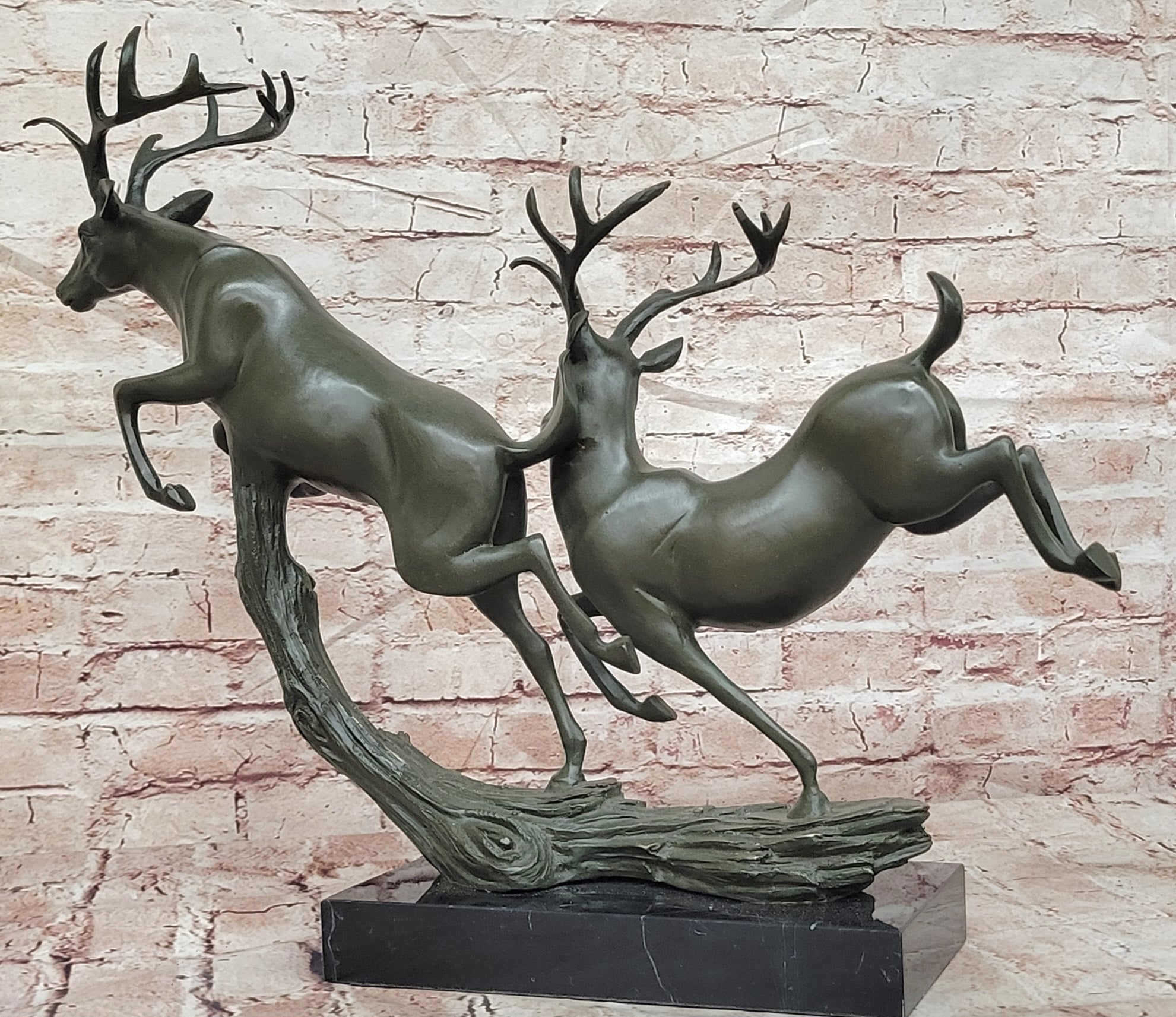 Williams Signed Bronze Deer Sculpture Running Stags Fine Art Collectible