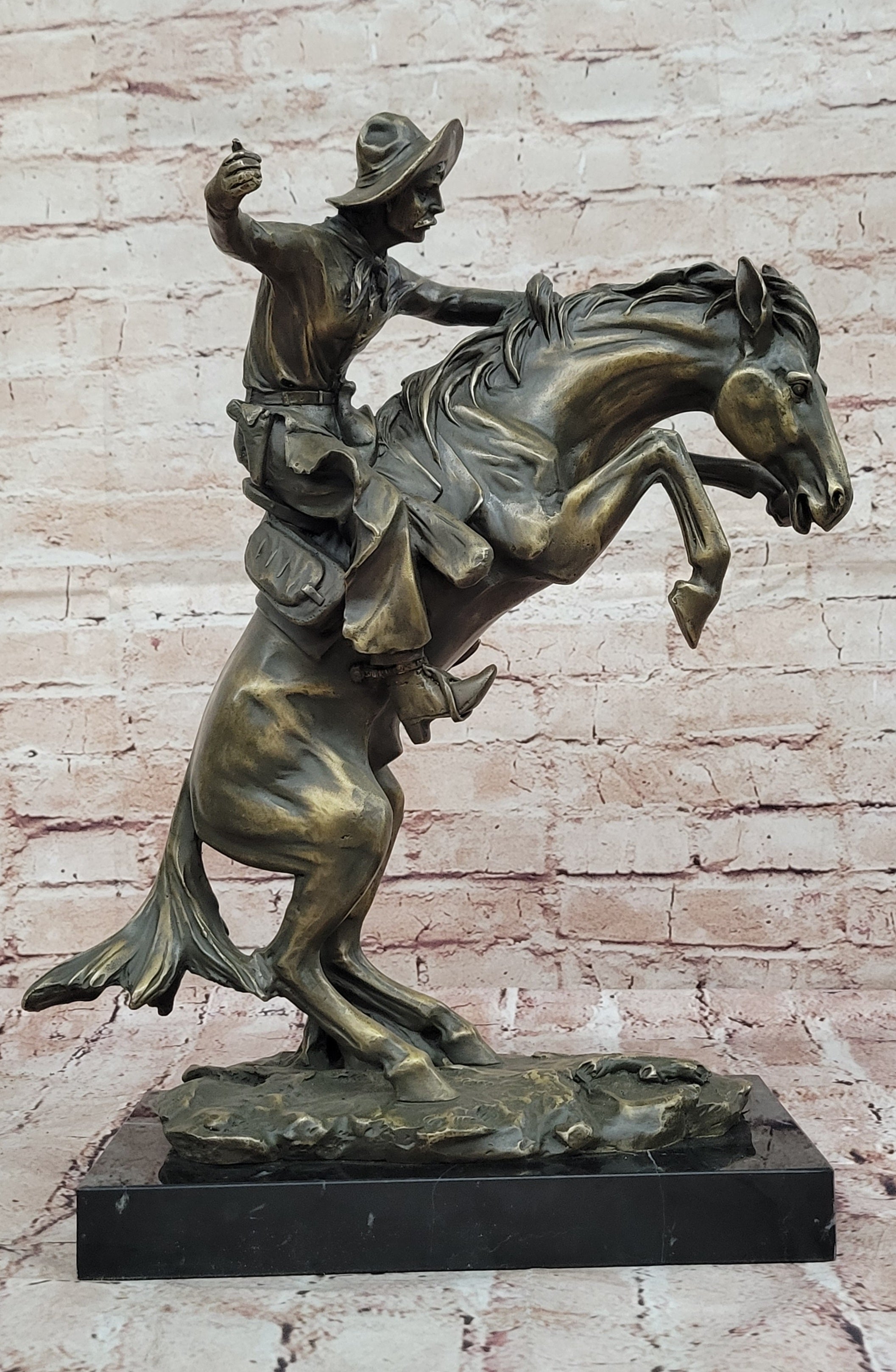 Classic Bronco Buster Bronze Sculpture Statue for Home or Office Decor