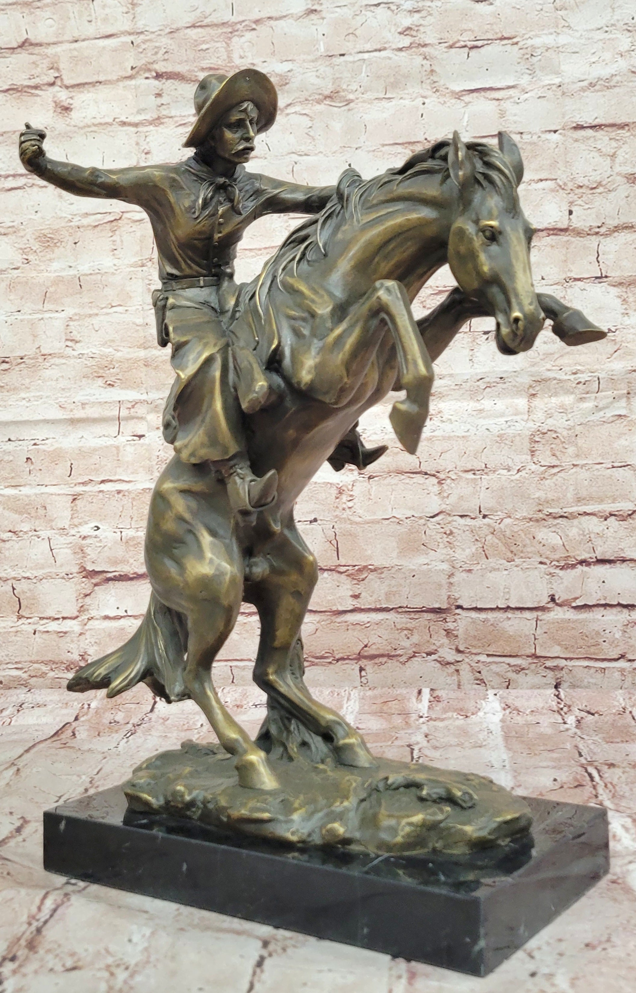 Classic Bronco Buster Bronze Sculpture Statue for Home or Office Decor