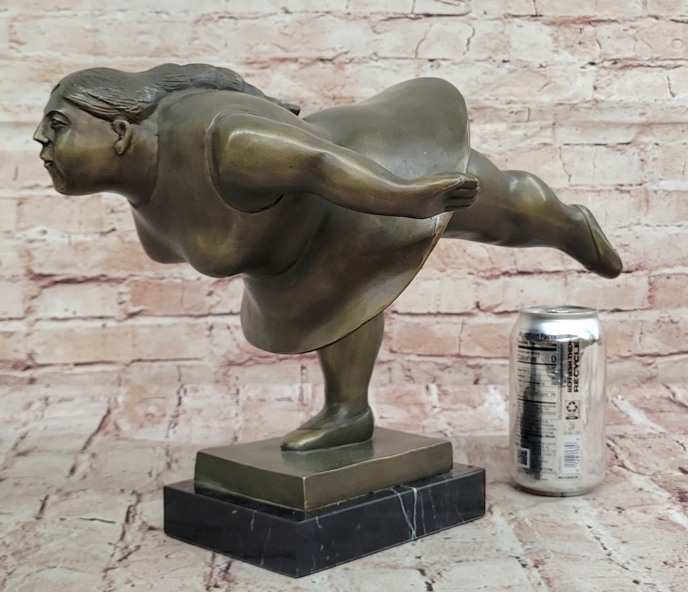 Botero Style Bronze Fat Lady Yoga Ballerina Abstract Sculpture for Dance Lovers