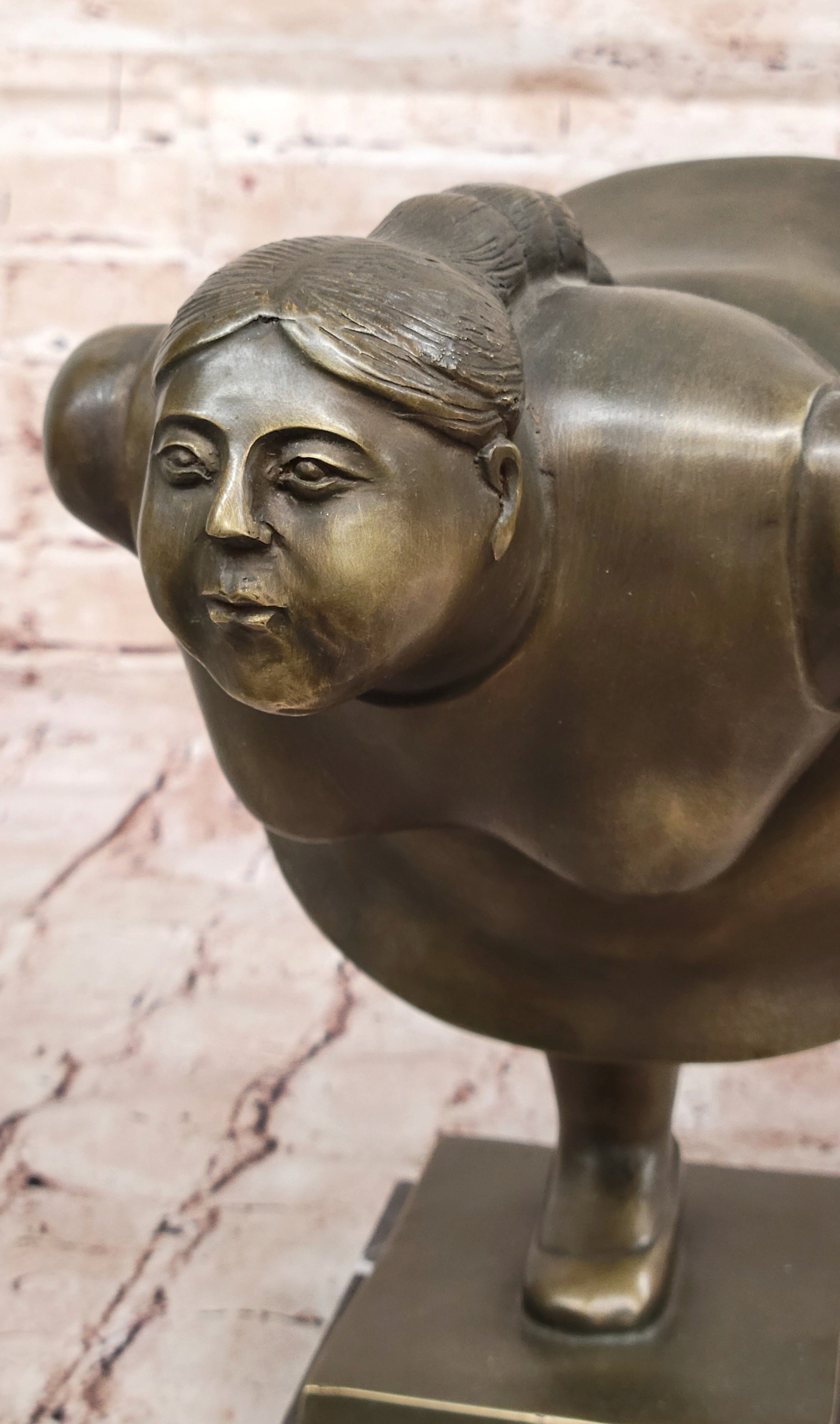 Botero Style Bronze Fat Lady Yoga Ballerina Abstract Sculpture for Dance Lovers
