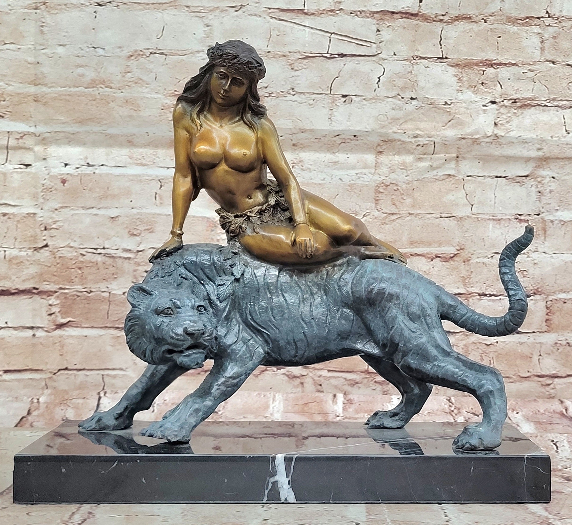 Aldo Vitaleh Egyptian Bronze Statue of Cleopatra with Panther Hot Cast Art Signed Collectible