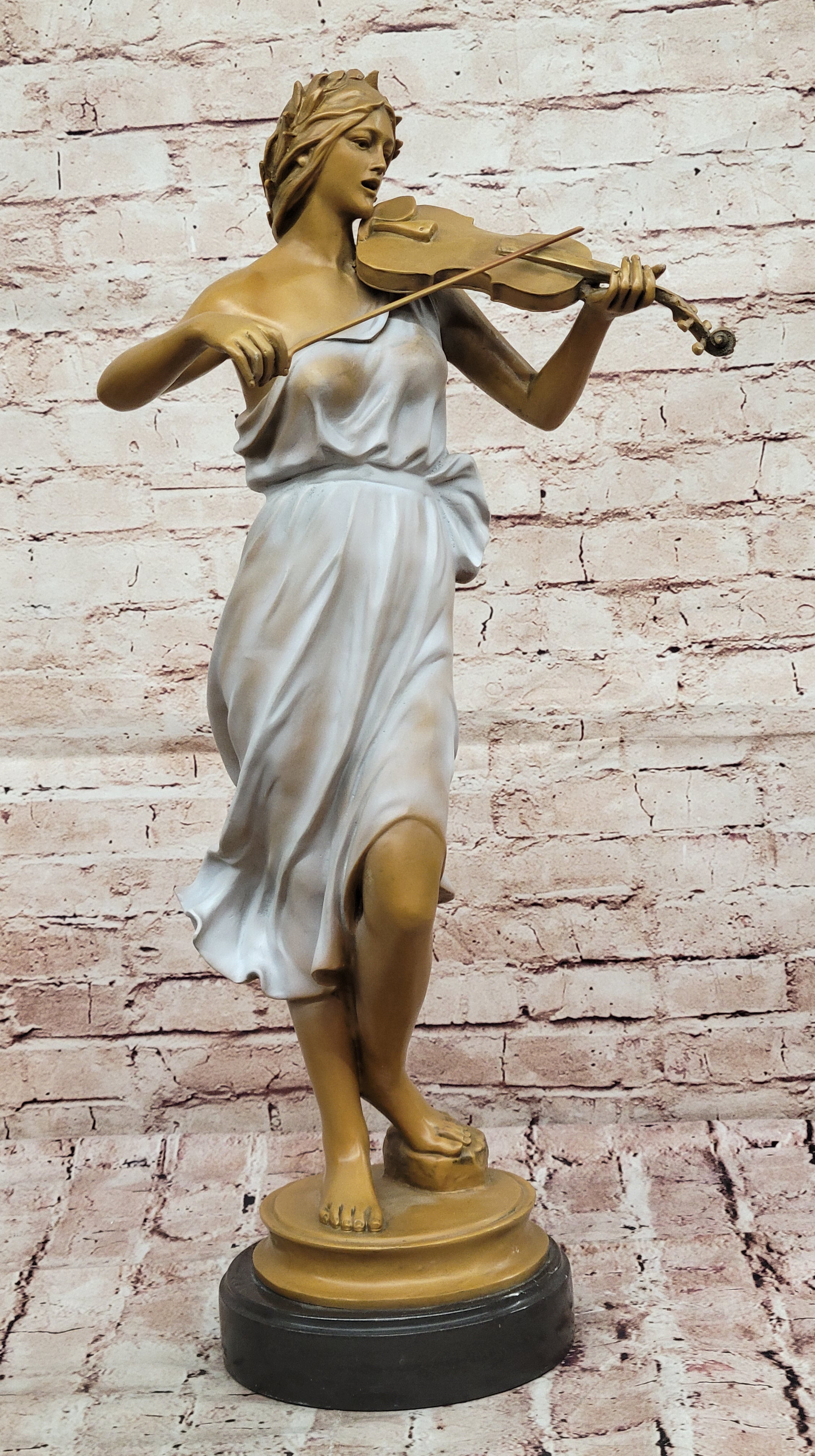 Bronze Woman Playing Violin Statue – Collector Edition Music Lover Figurine Home Decor