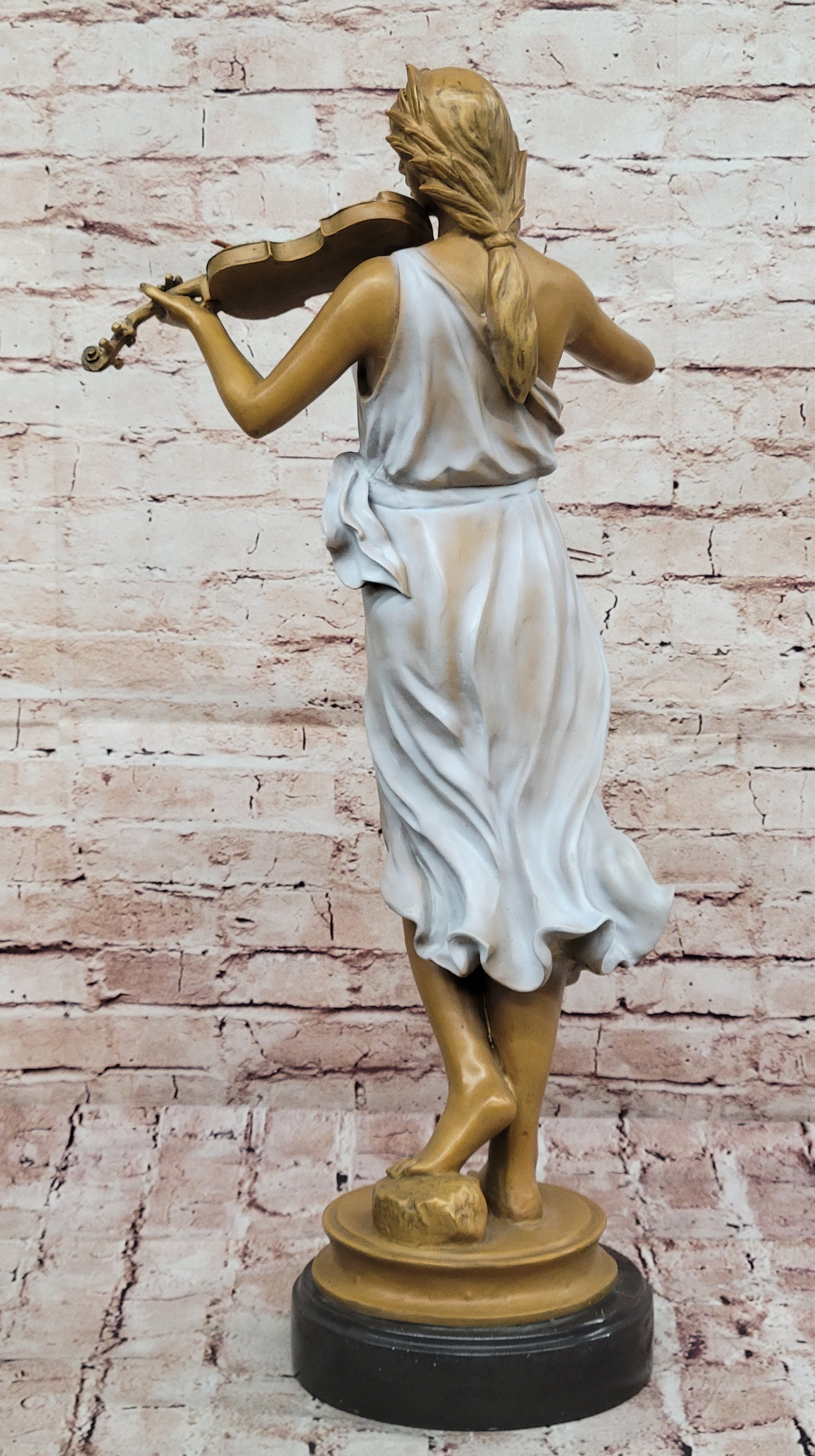 Bronze Woman Playing Violin Statue – Collector Edition Music Lover Figurine Home Decor