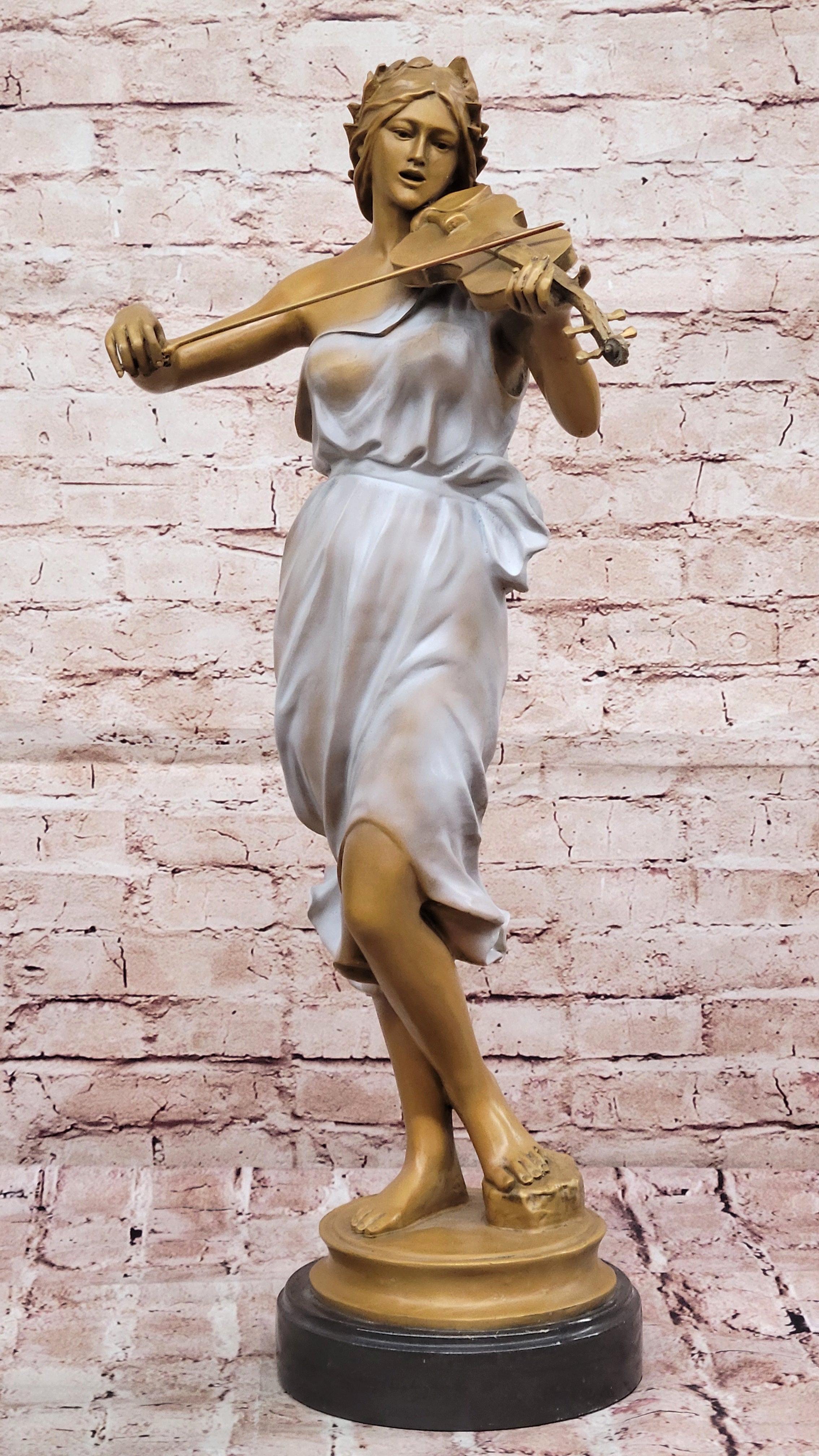 Bronze Woman Playing Violin Statue – Collector Edition Music Lover Figurine Home Decor