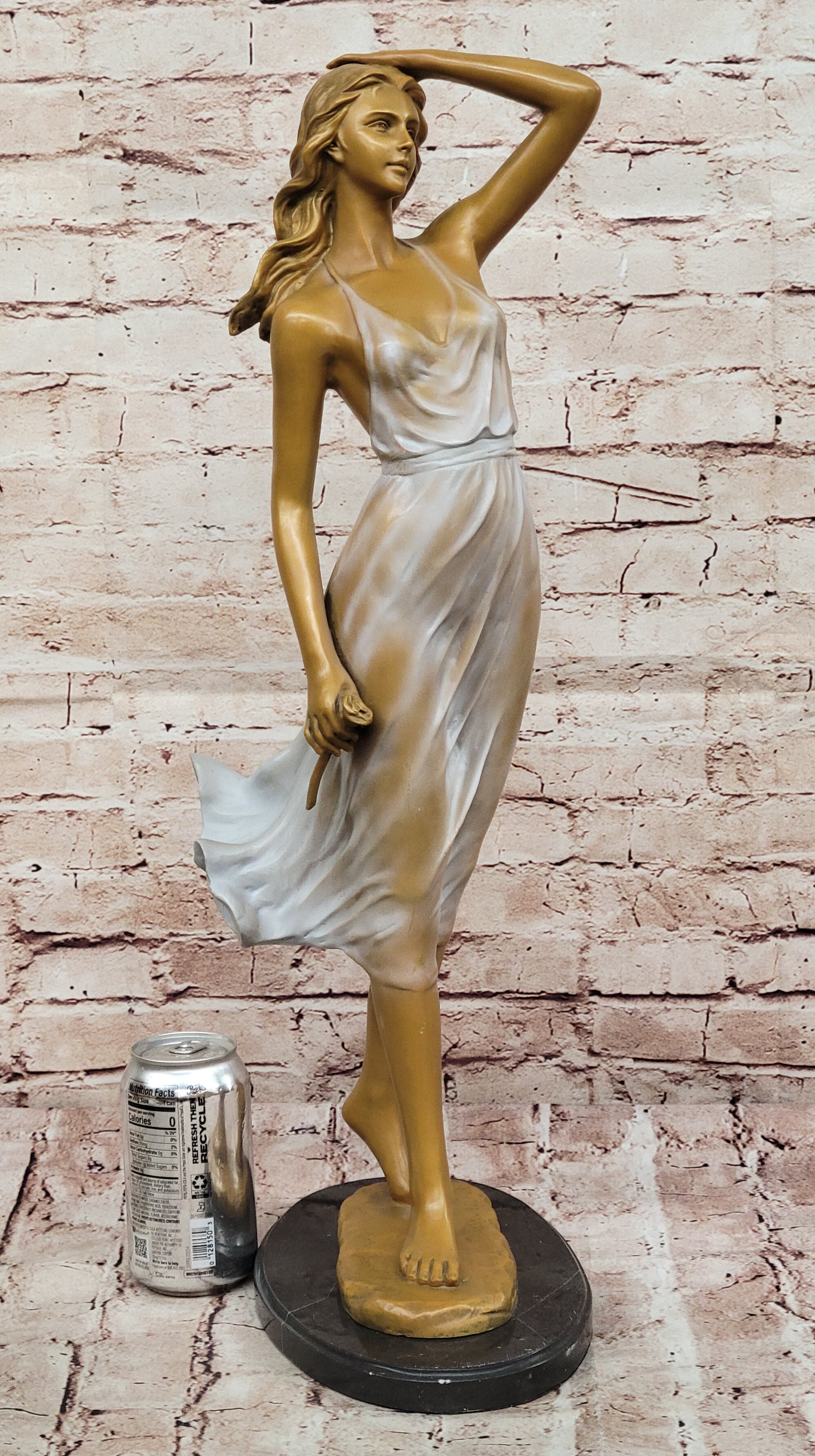 Graceful Lady Holding a Rose Bronze Sculpture – Luxury Art Collectible Female Statue