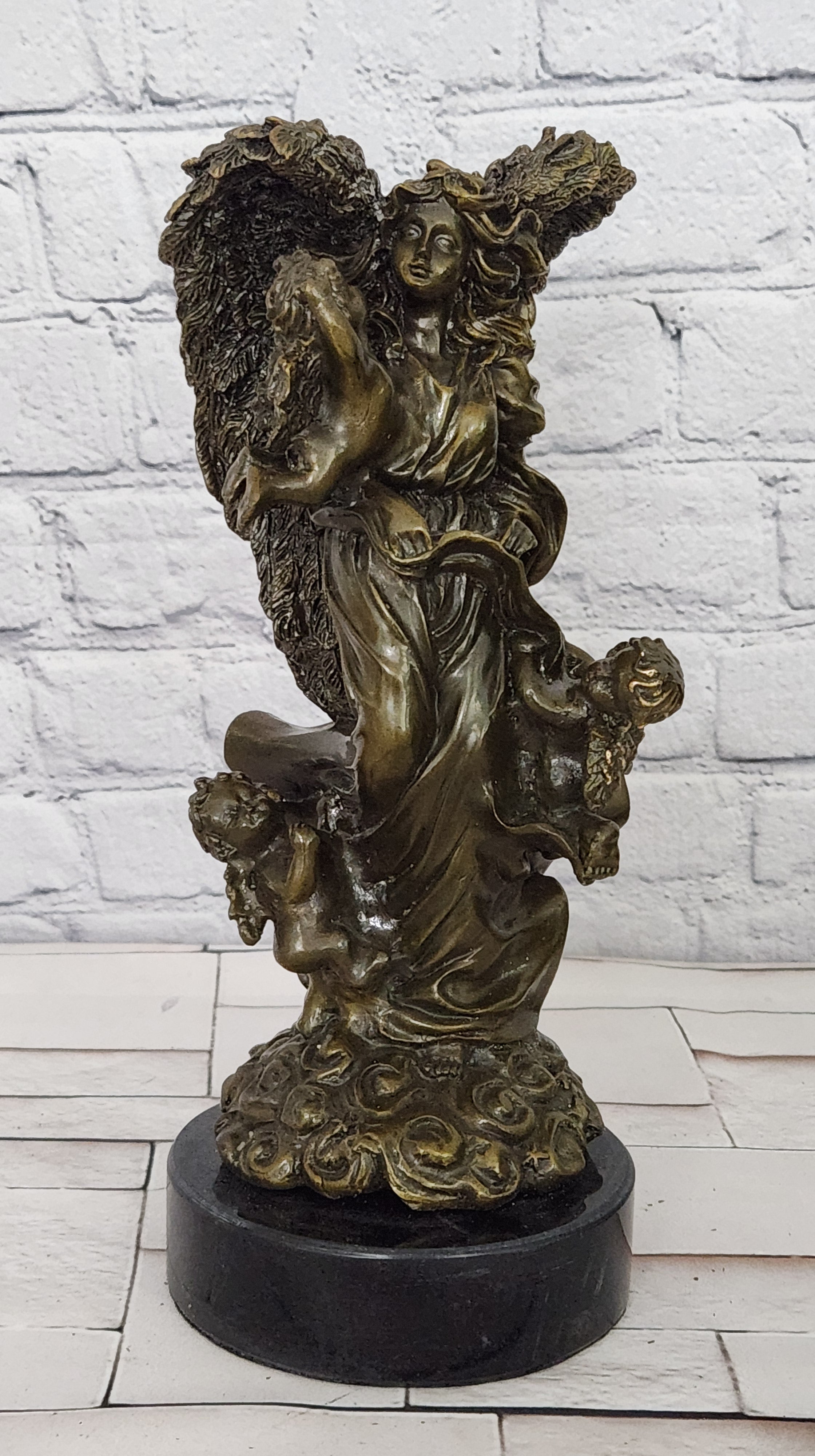 Romantic Bronze Angel Cherubs Statue Signed A Moreau Fine Art Figurine