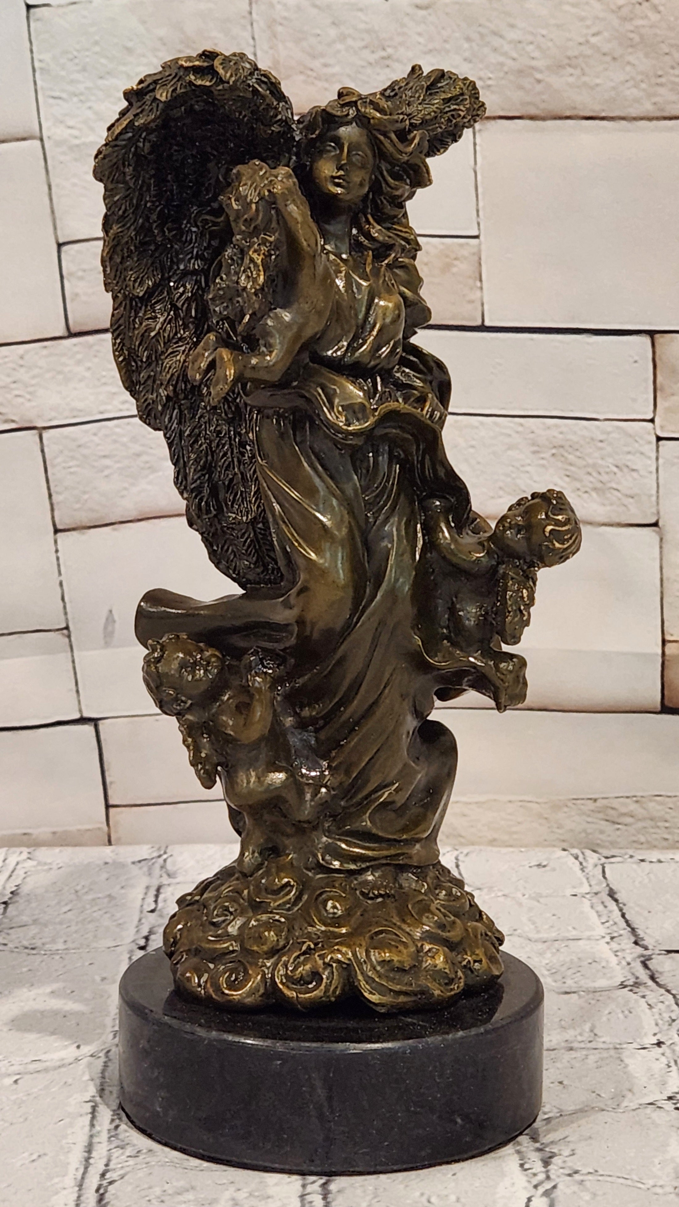 Romantic Bronze Angel Cherubs Statue Signed A Moreau Fine Art Figurine