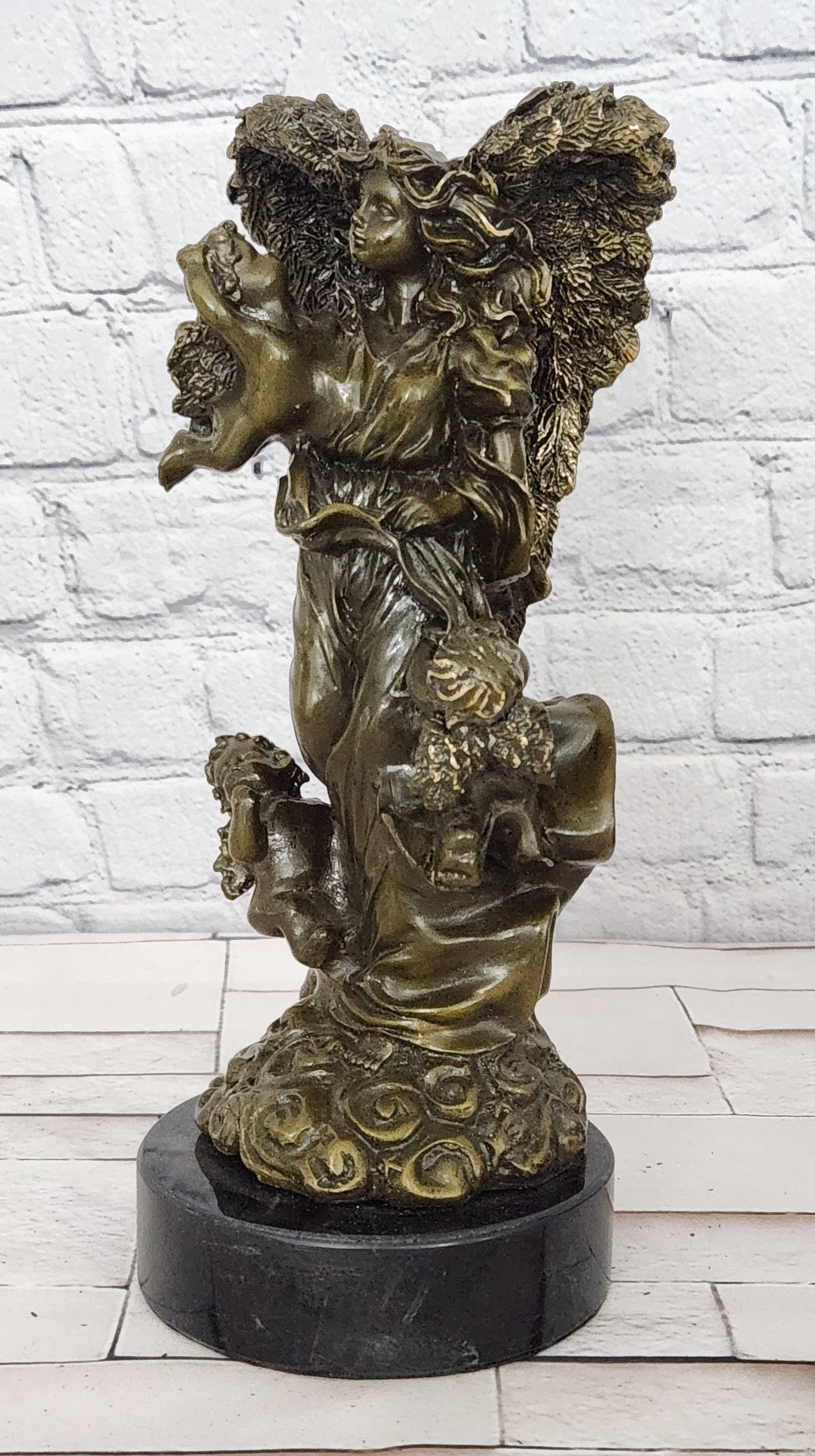 Romantic Bronze Angel Cherubs Statue Signed A Moreau Fine Art Figurine
