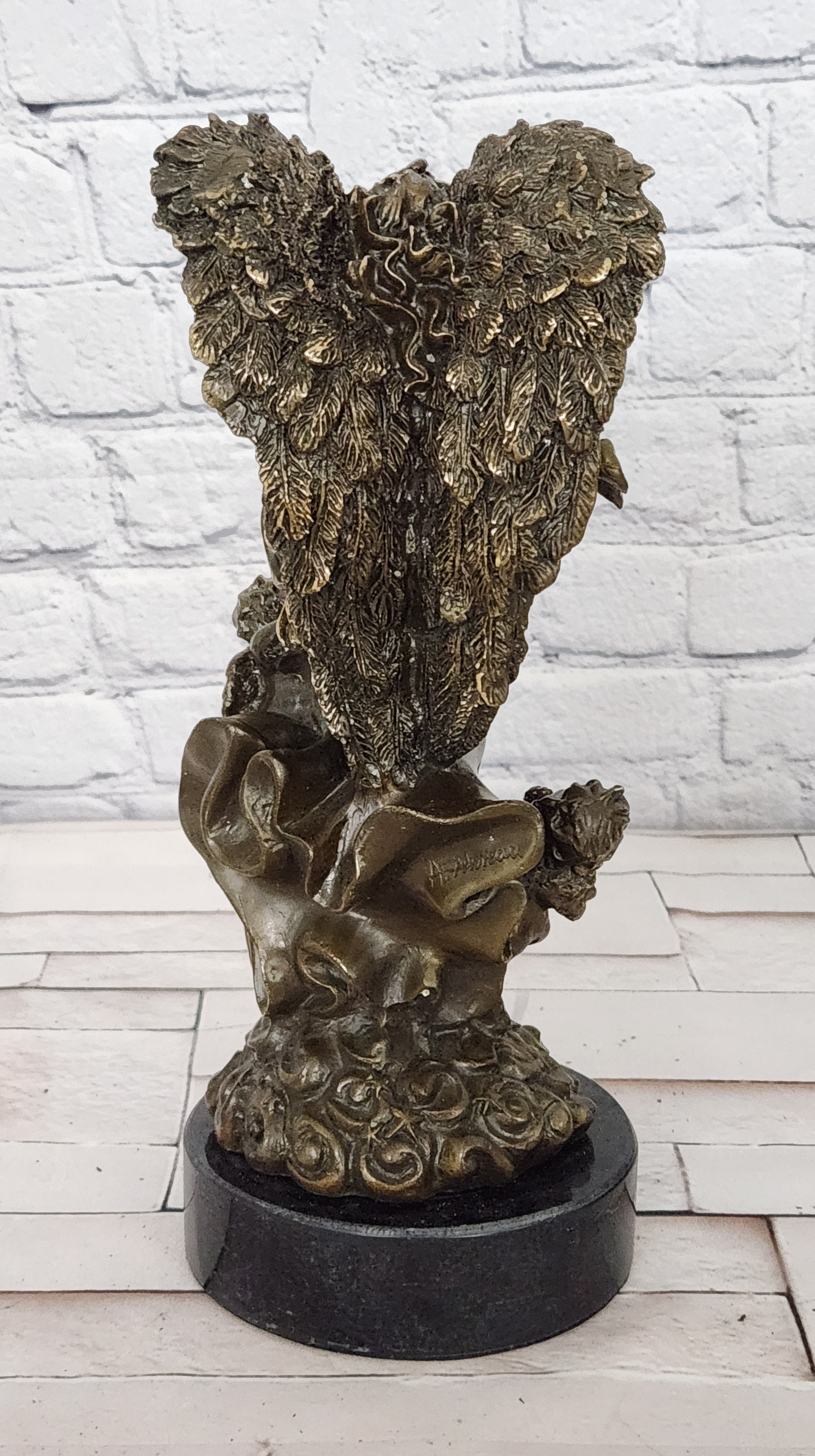 Romantic Bronze Angel Cherubs Statue Signed A Moreau Fine Art Figurine