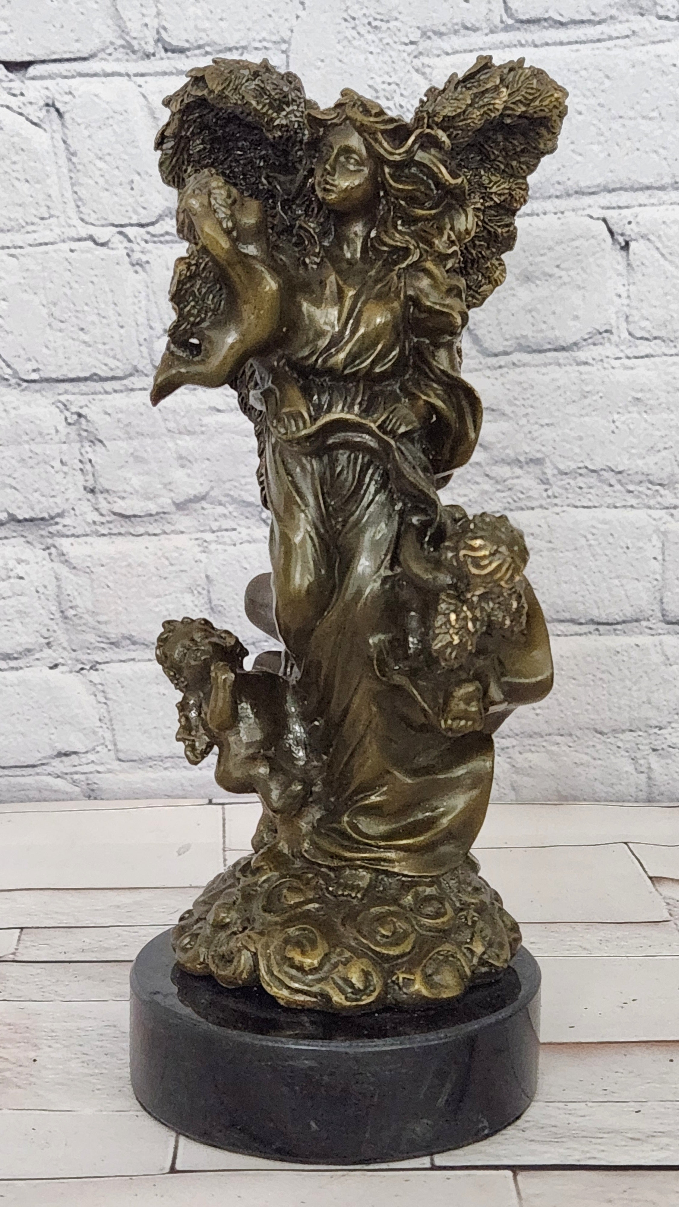 Romantic Bronze Angel Cherubs Statue Signed A Moreau Fine Art Figurine