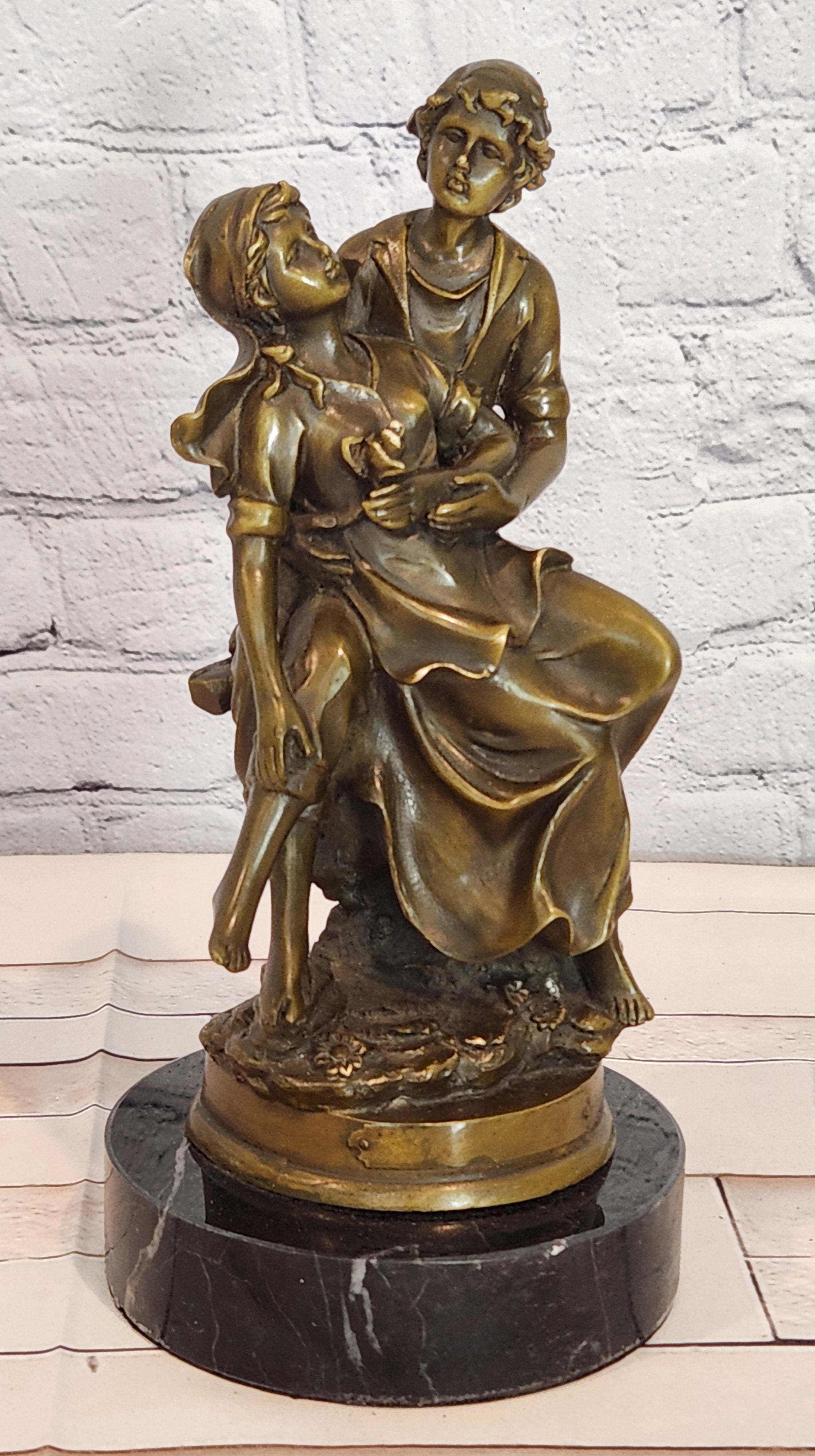 Cesaro Bronze Romantic Couple Statue Victorian Style Collectible Fine Art Sculpture
