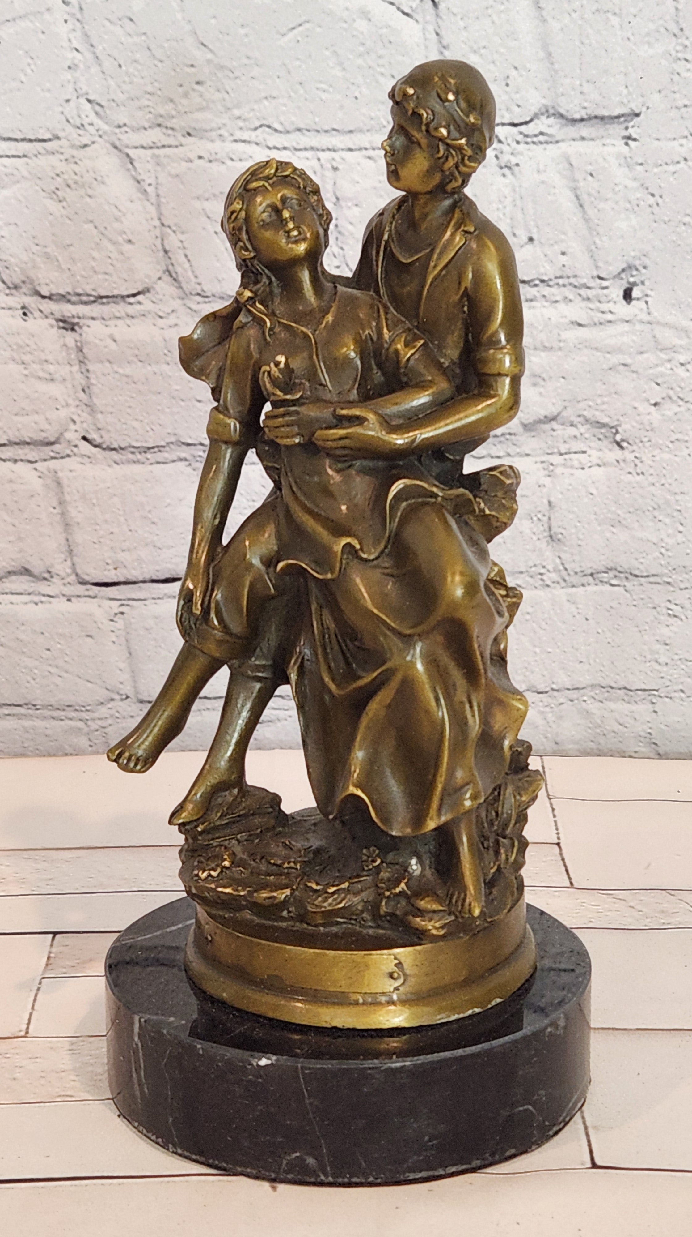 Cesaro Bronze Romantic Couple Statue Victorian Style Collectible Fine Art Sculpture