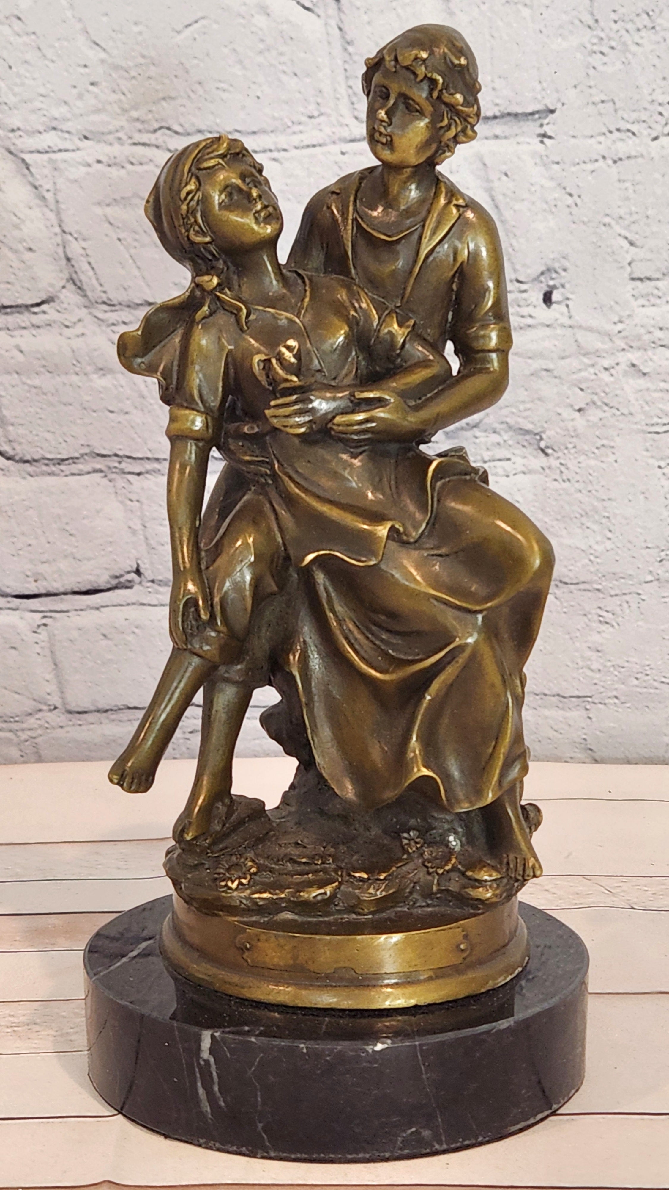 Cesaro Bronze Romantic Couple Statue Victorian Style Collectible Fine Art Sculpture