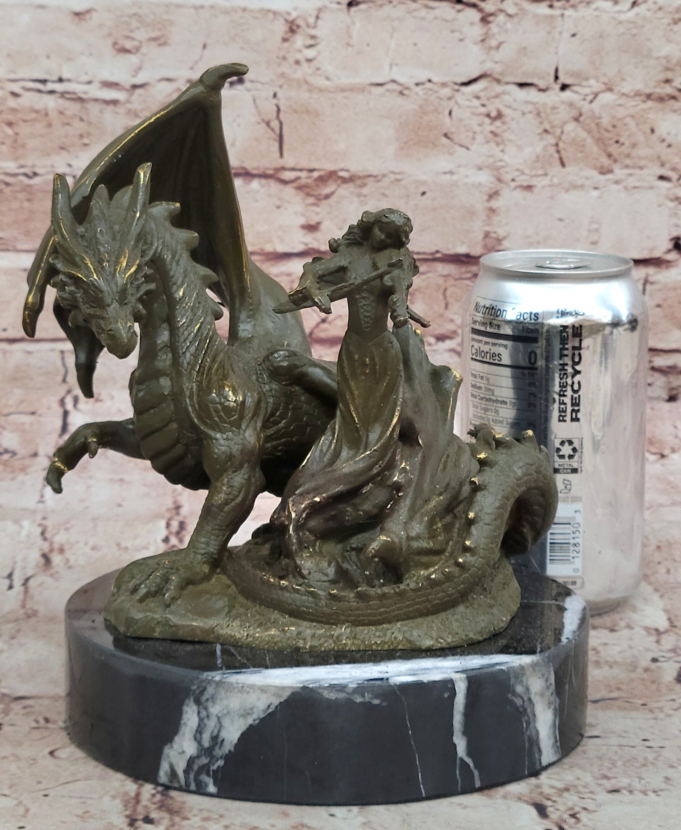 Signed Patoue Fairy Violinist – Dragon Bronze Figurine Fantasy Home Decor