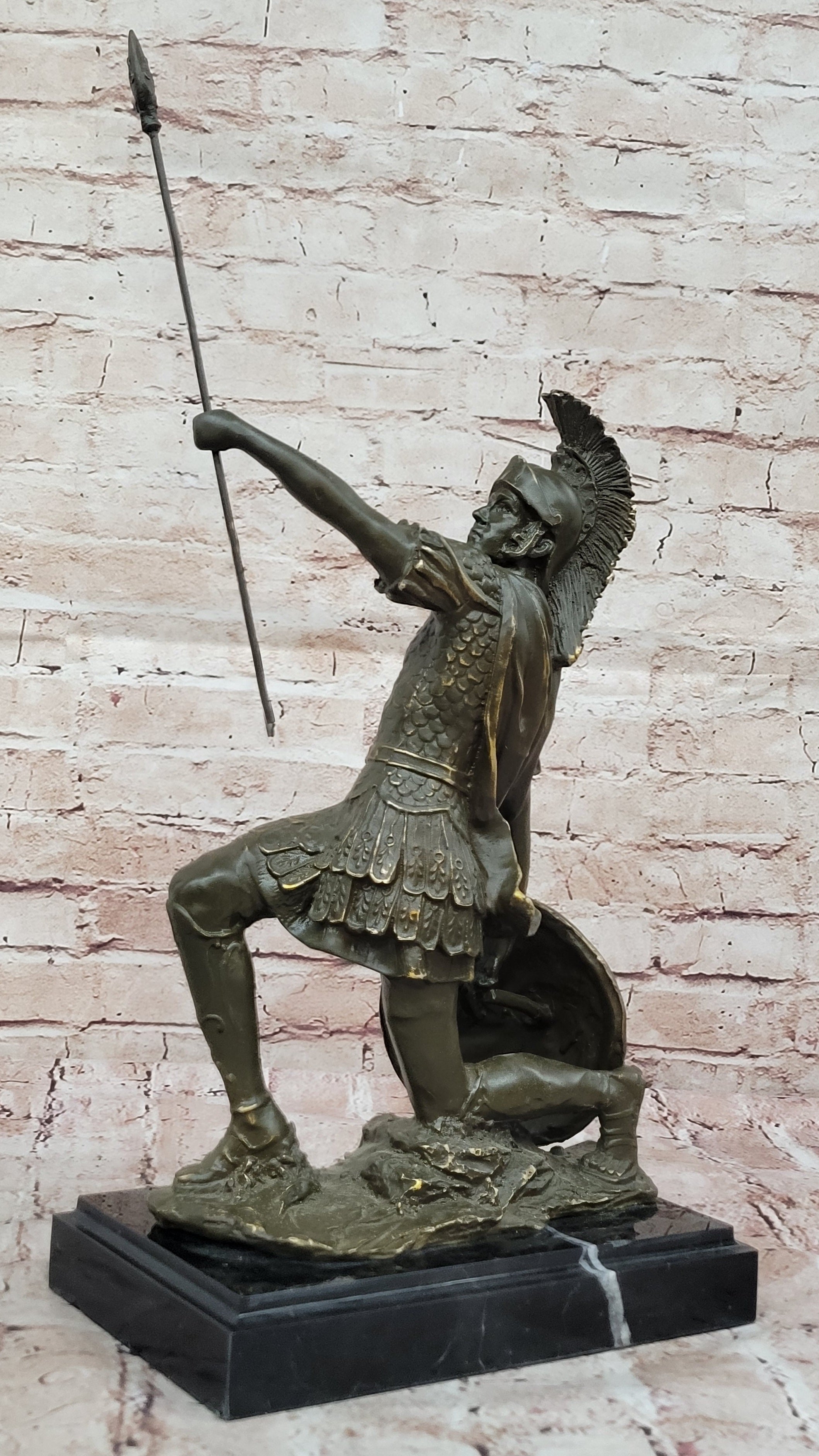 Bronze Statue of Spartan Warrior Gladiator Sculpture Ancient Rome Home Office Artwork