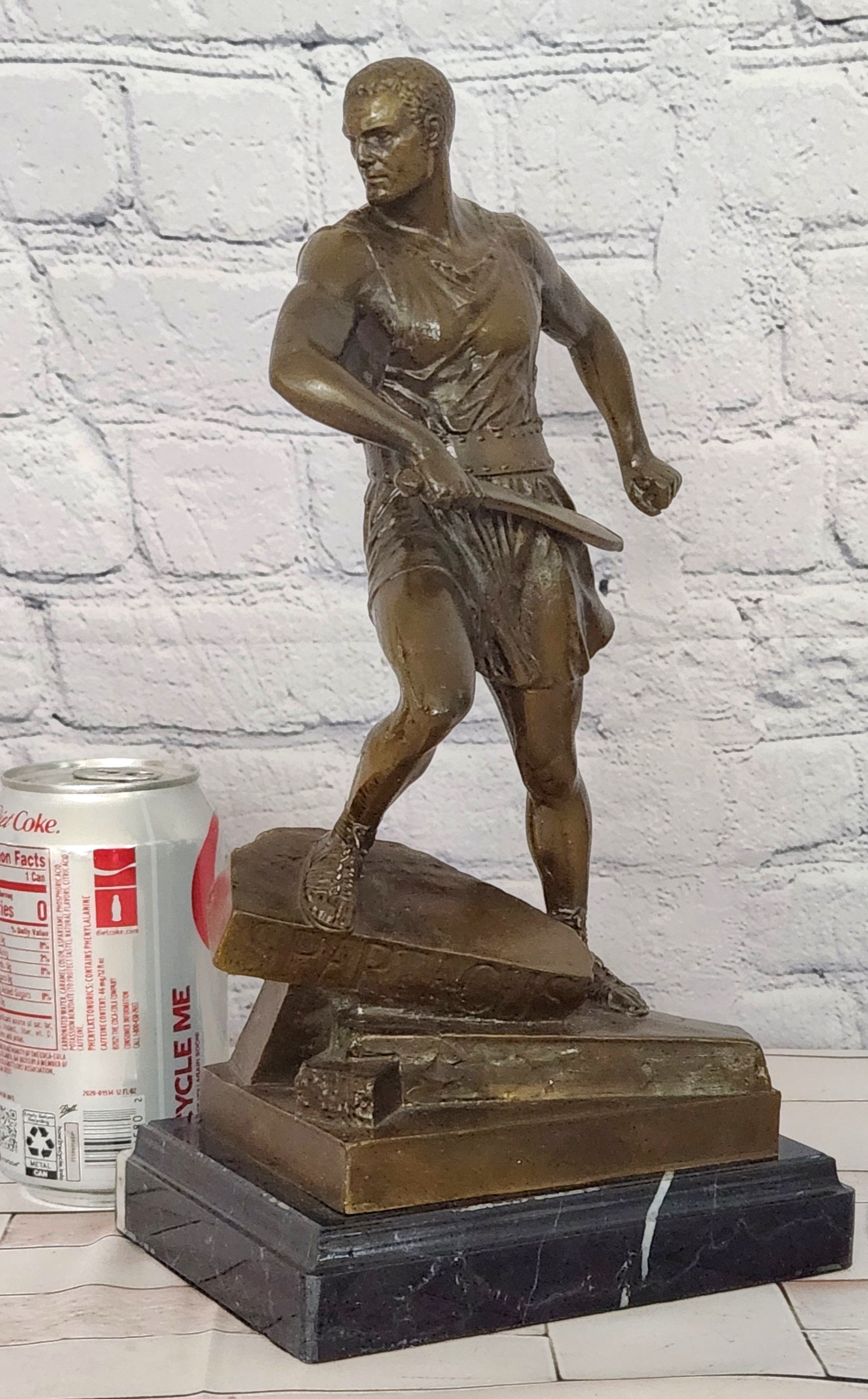 Bronze Warrior with Sword Sculpture J Mavchi Roman Style Limited Edition Art Statue