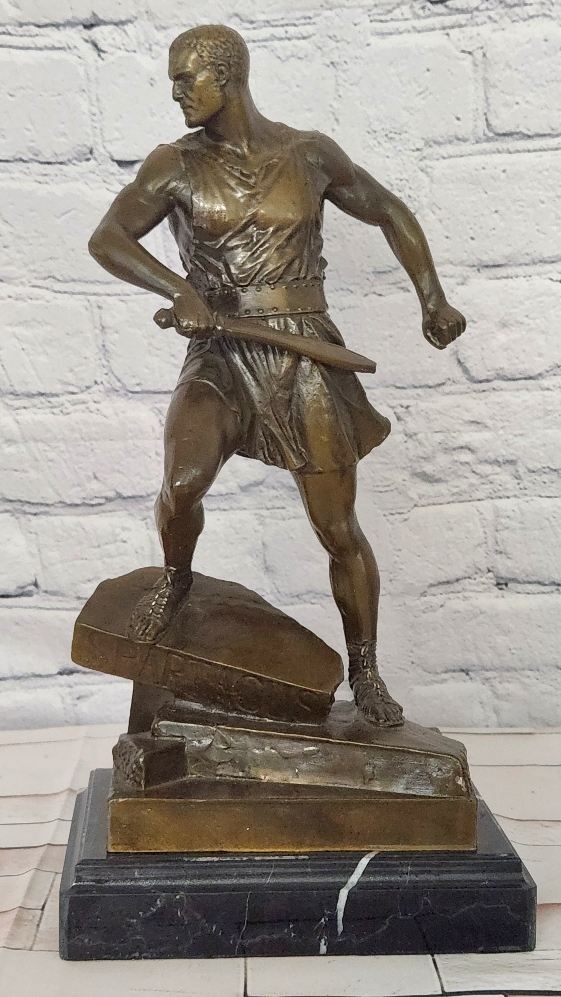 Bronze Warrior with Sword Sculpture J Mavchi Roman Style Limited Edition Art Statue