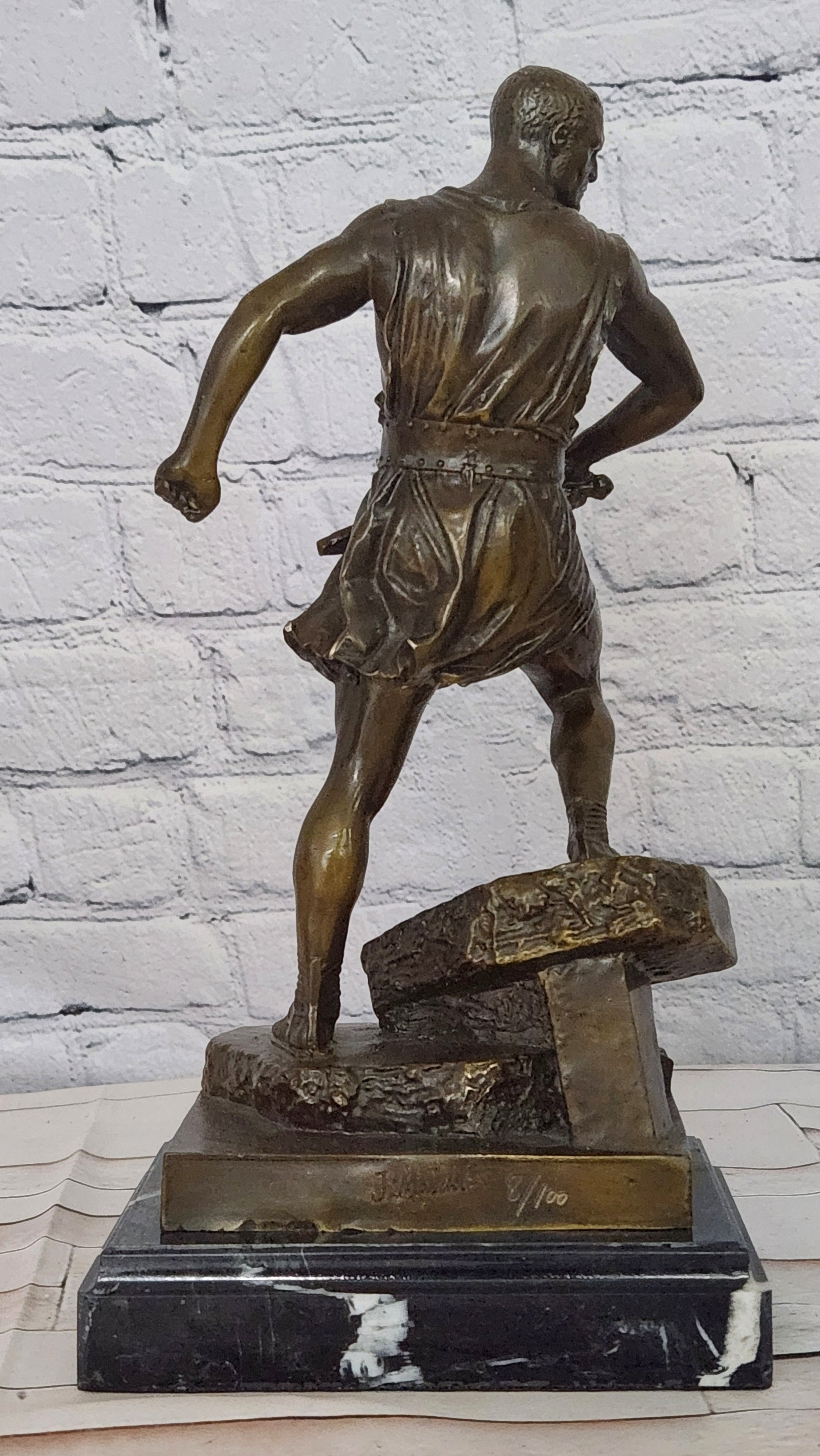 Bronze Warrior with Sword Sculpture J Mavchi Roman Style Limited Edition Art Statue
