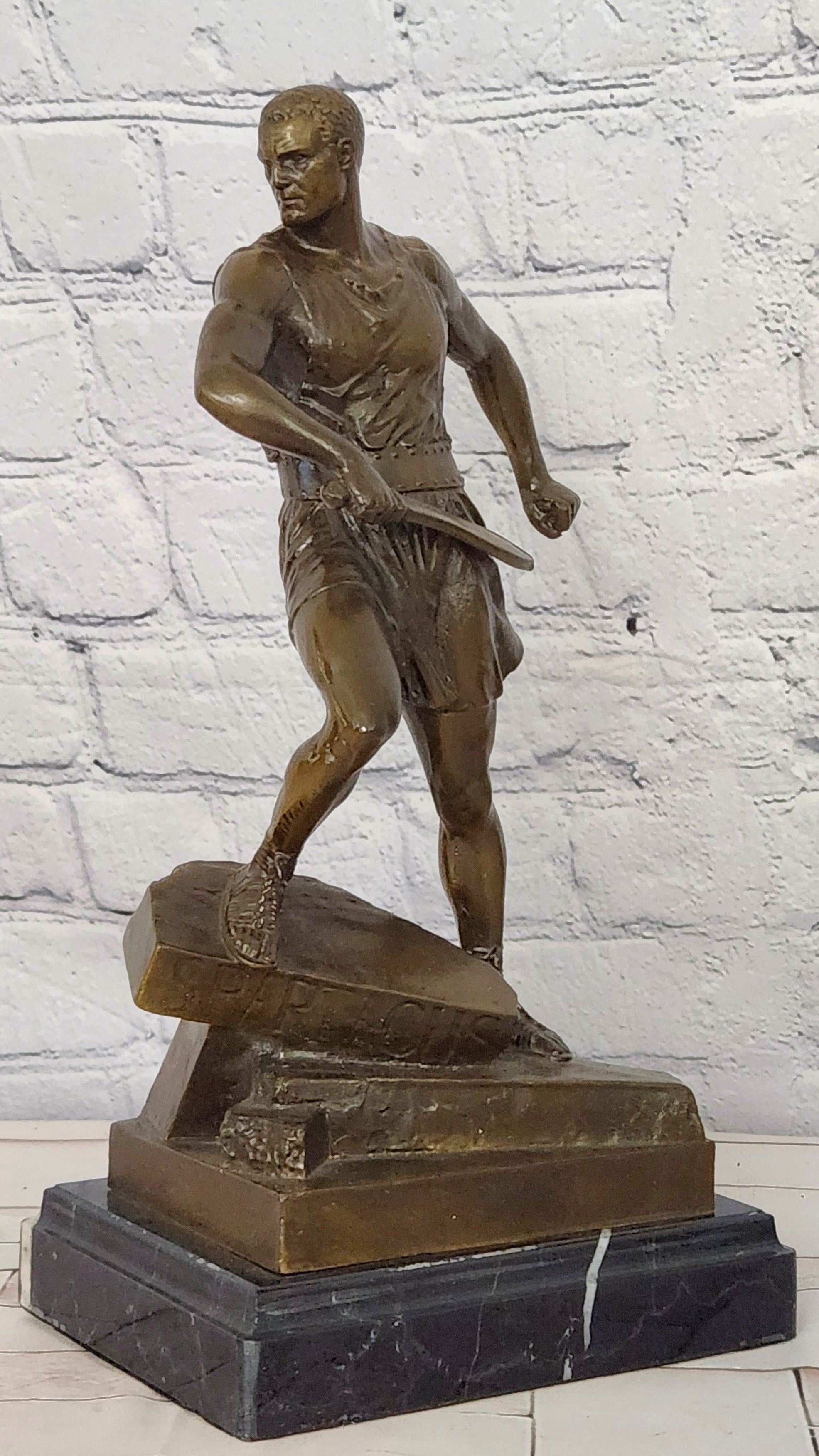 Bronze Warrior with Sword Sculpture J Mavchi Roman Style Limited Edition Art Statue