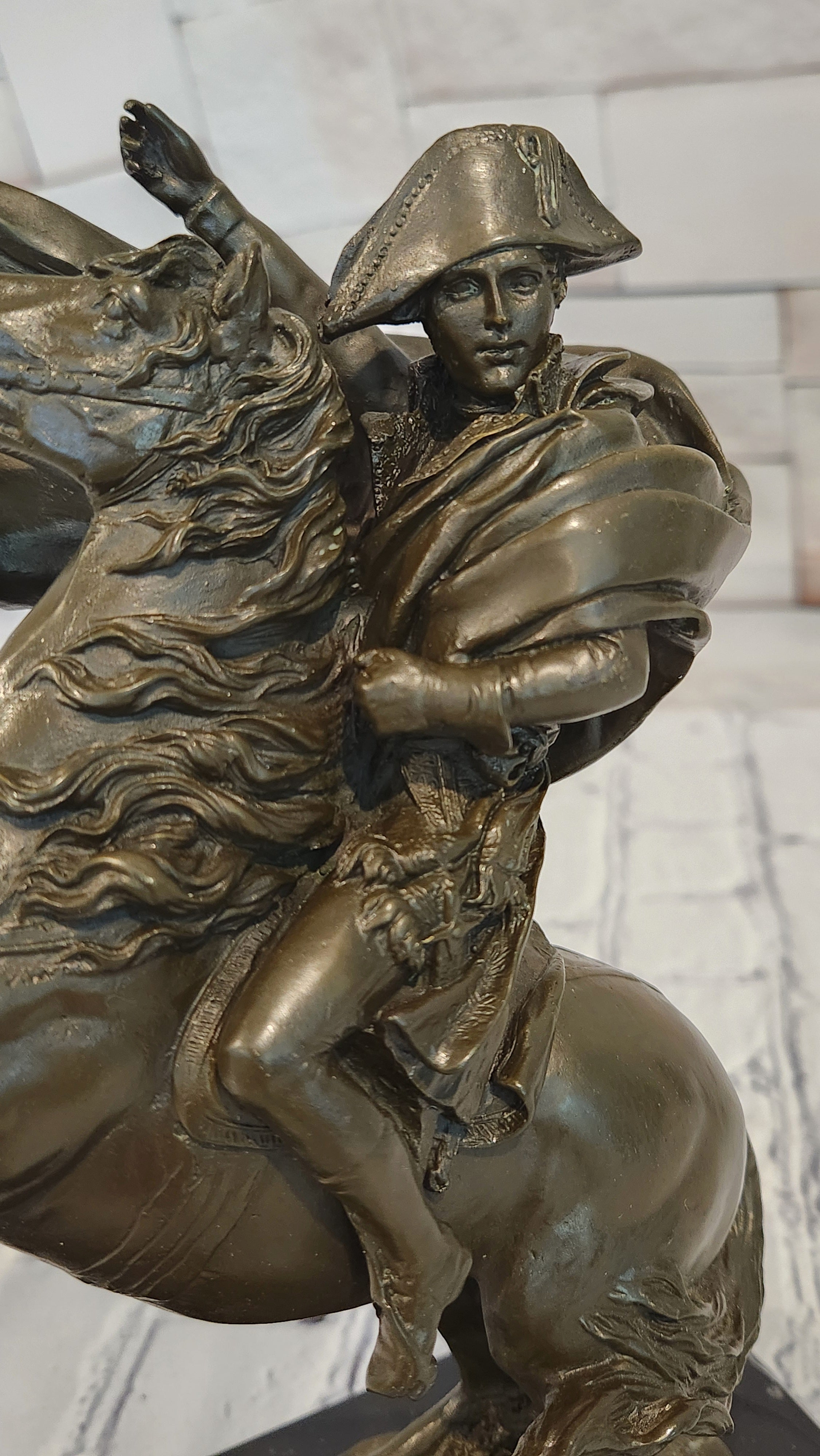 Hot Cast Bronze Napoleon Crossing Alps Statue Equestrian Collectible Artwork