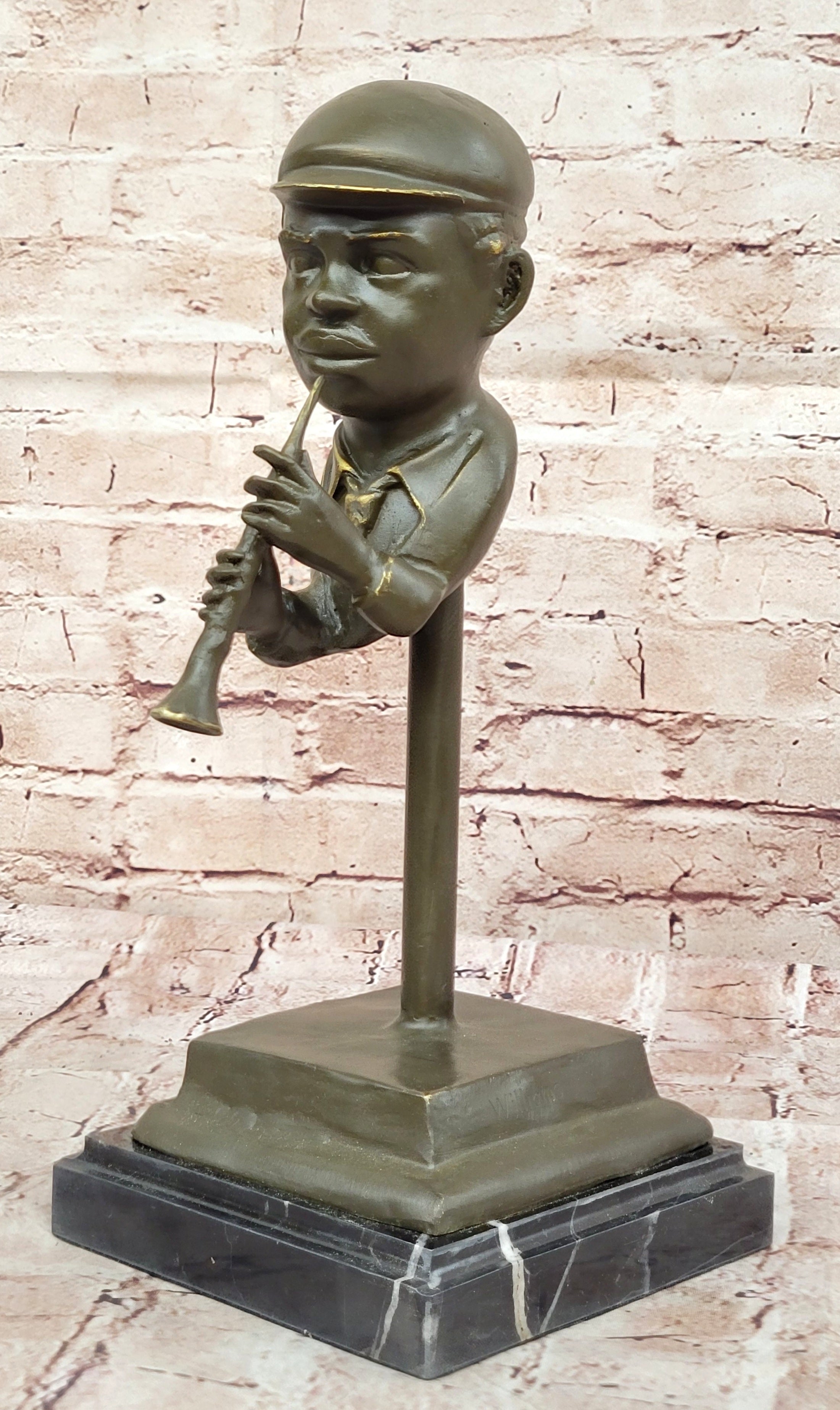 Bronze Jazz Musician Playing Trumpet – Modern Art Sculpture Signed Williams