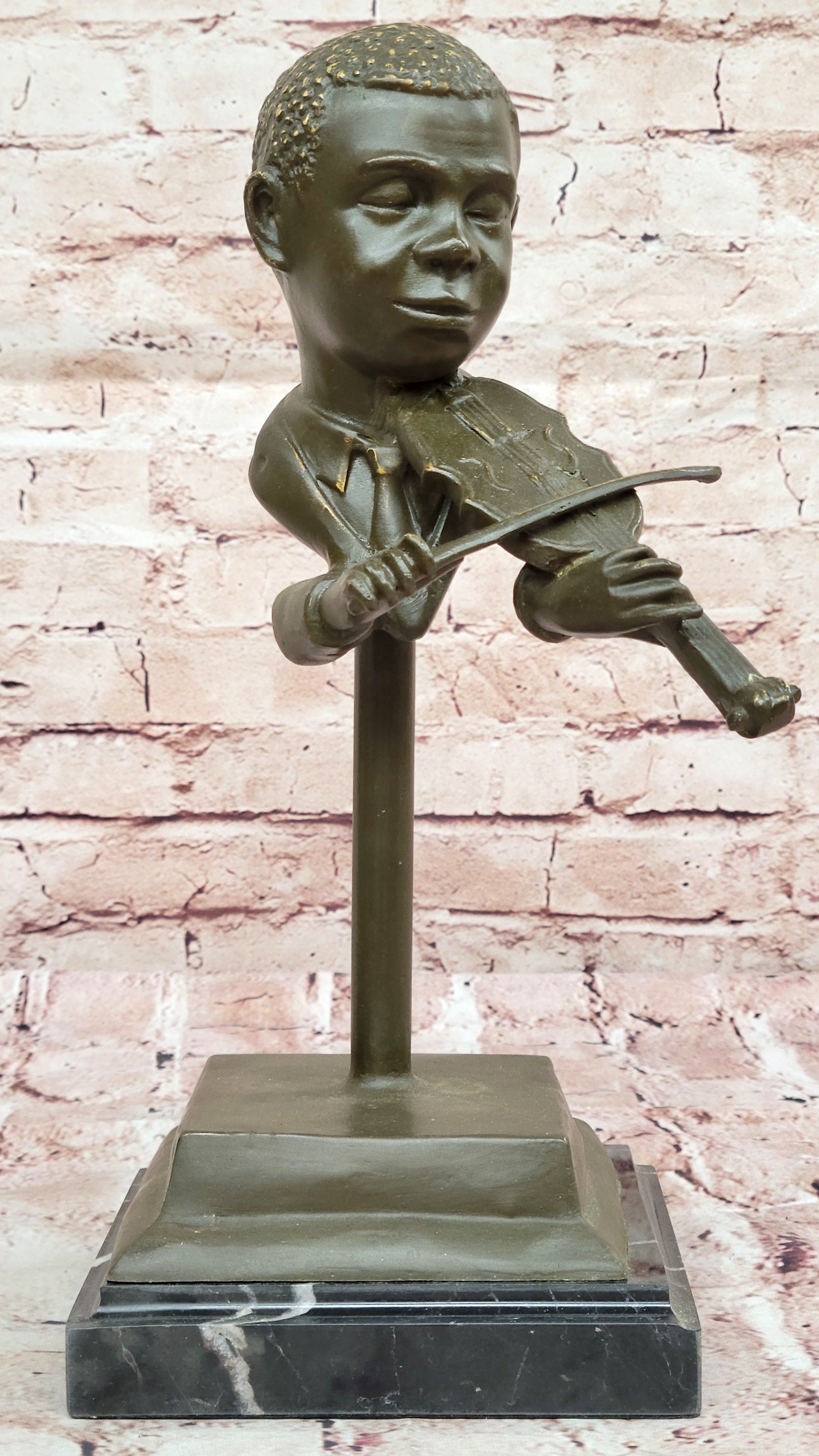 Williams Bronze Sculpture Statue of Man Playing Violin Classic Music Lover Home Decoration