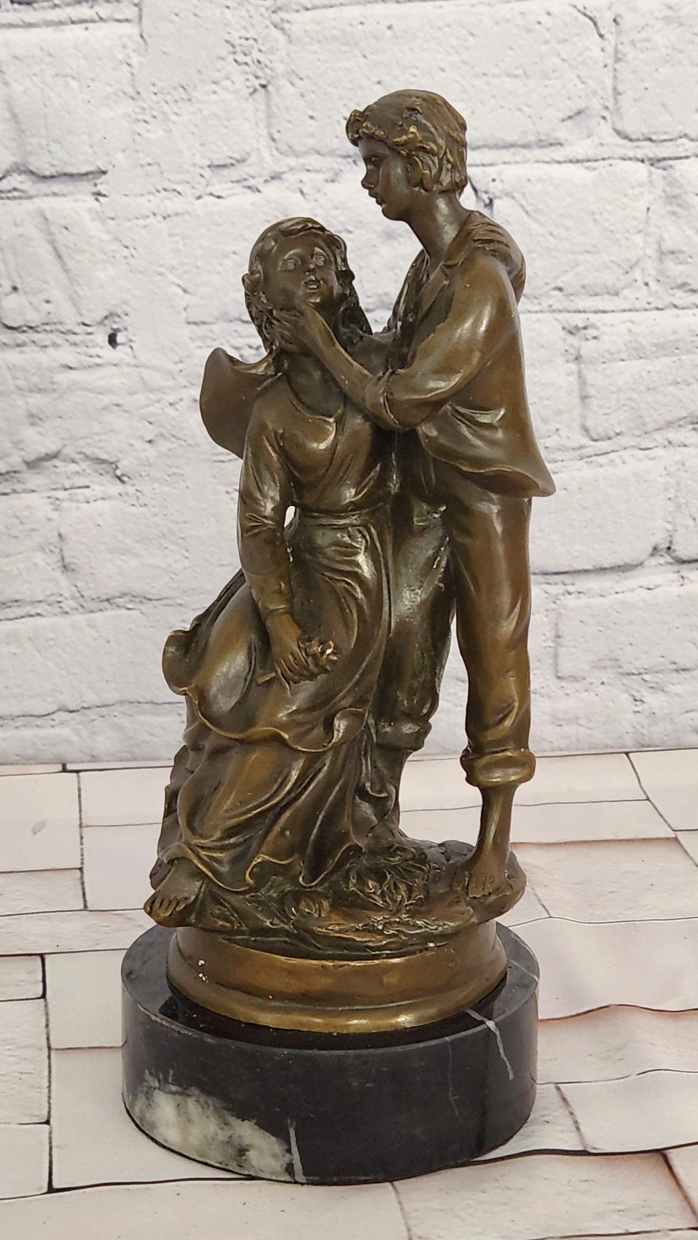 Art Nouveau Bronze Couple Sculpture Cesaro Romantic Pair Statue Decor