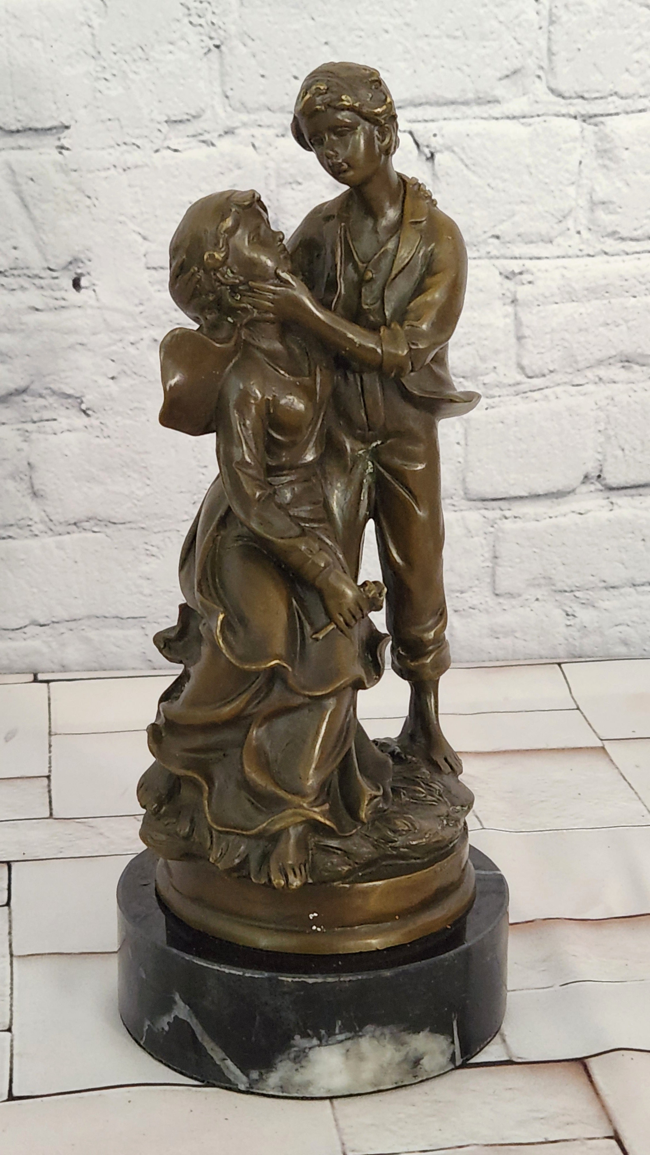 Art Nouveau Bronze Couple Sculpture Cesaro Romantic Pair Statue Decor