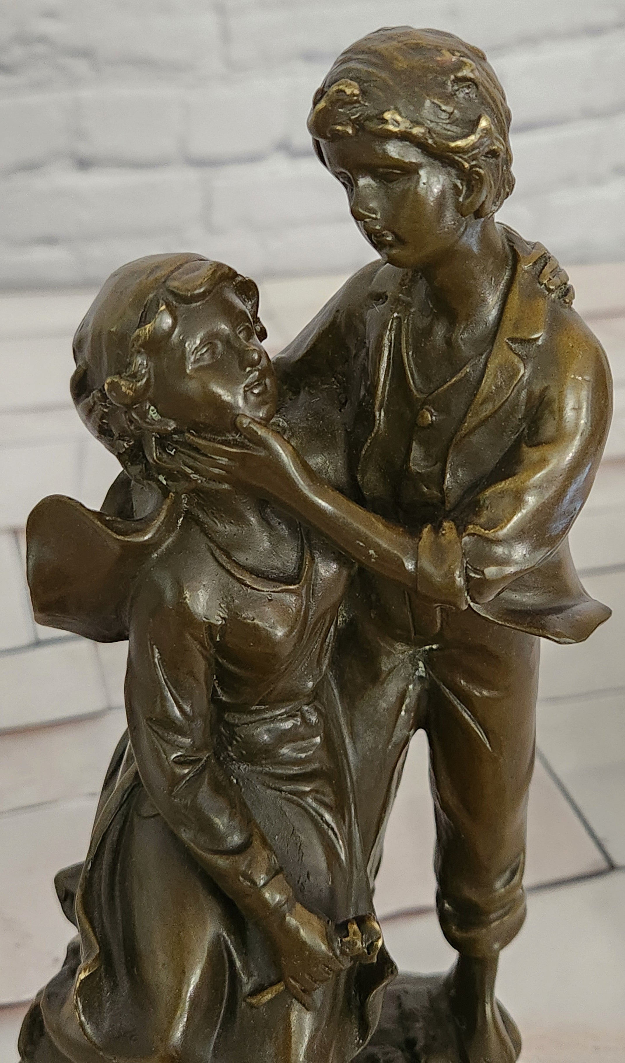 Art Nouveau Bronze Couple Sculpture Cesaro Romantic Pair Statue Decor