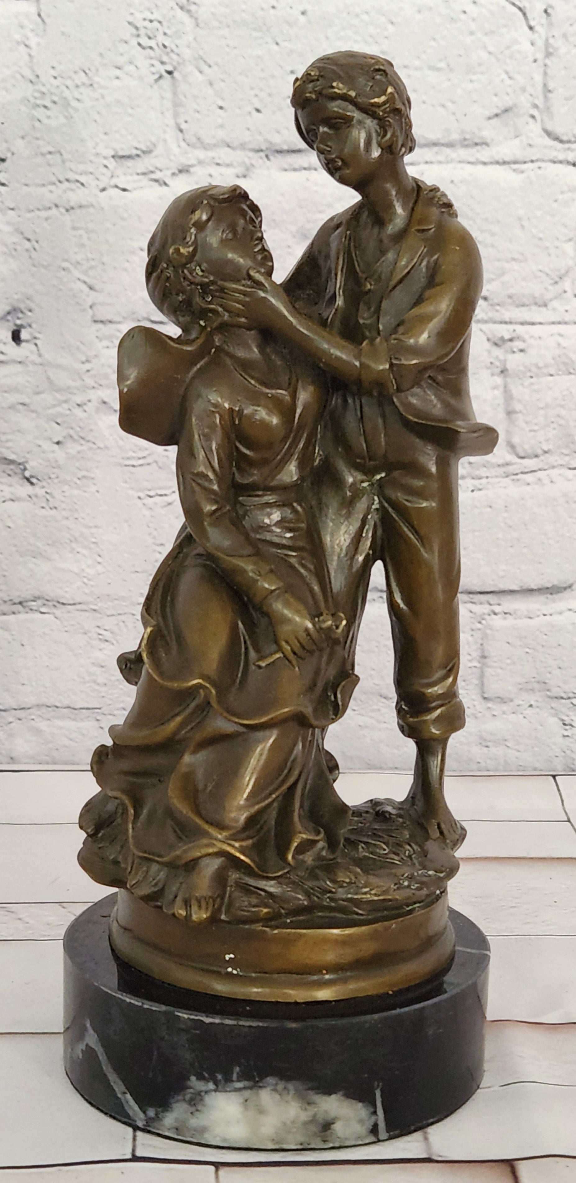 Art Nouveau Bronze Couple Sculpture Cesaro Romantic Pair Statue Decor