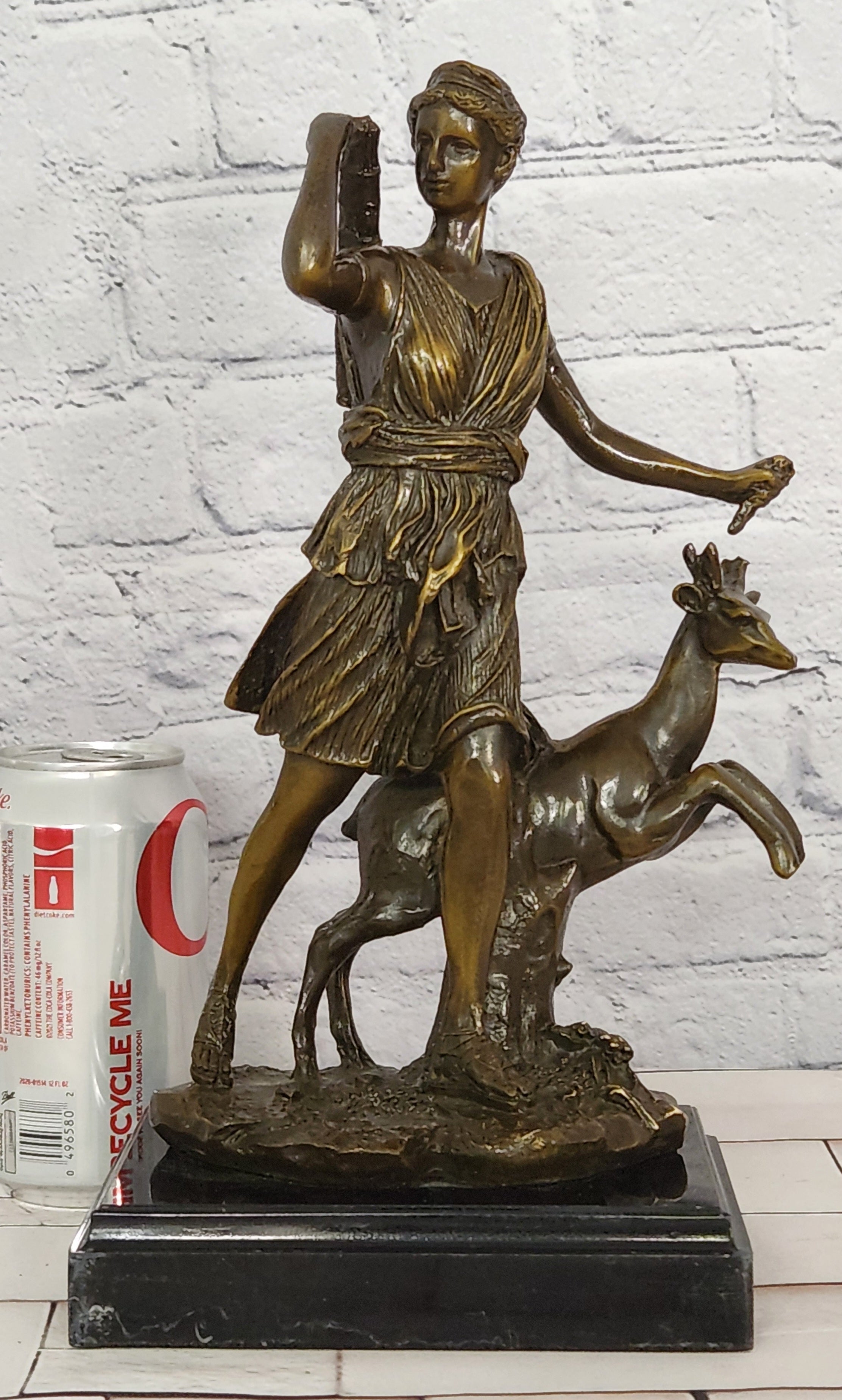 Bronze Diana Huntress Statue Signed M Lopez Roman Greek Mythology Fine Art Sculpture