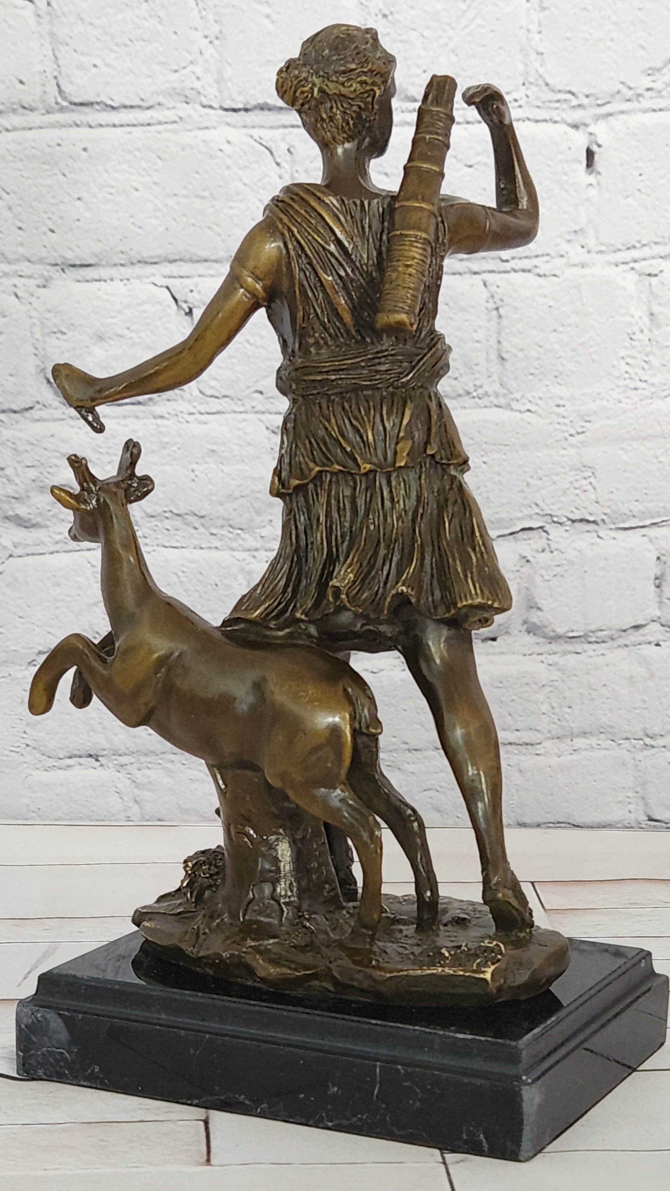 Bronze Diana Huntress Statue Signed M Lopez Roman Greek Mythology Fine Art Sculpture