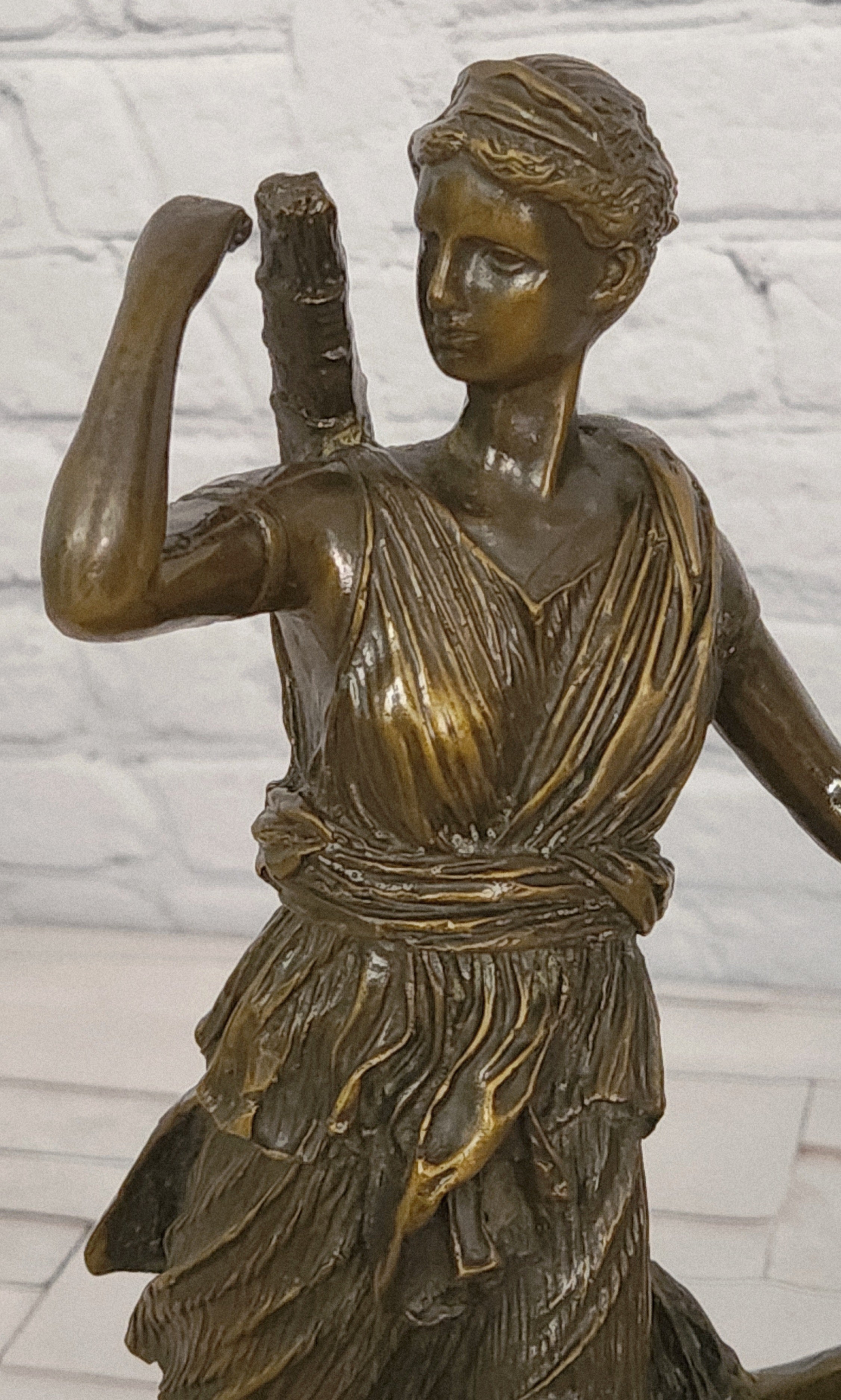 Bronze Diana Huntress Statue Signed M Lopez Roman Greek Mythology Fine Art Sculpture