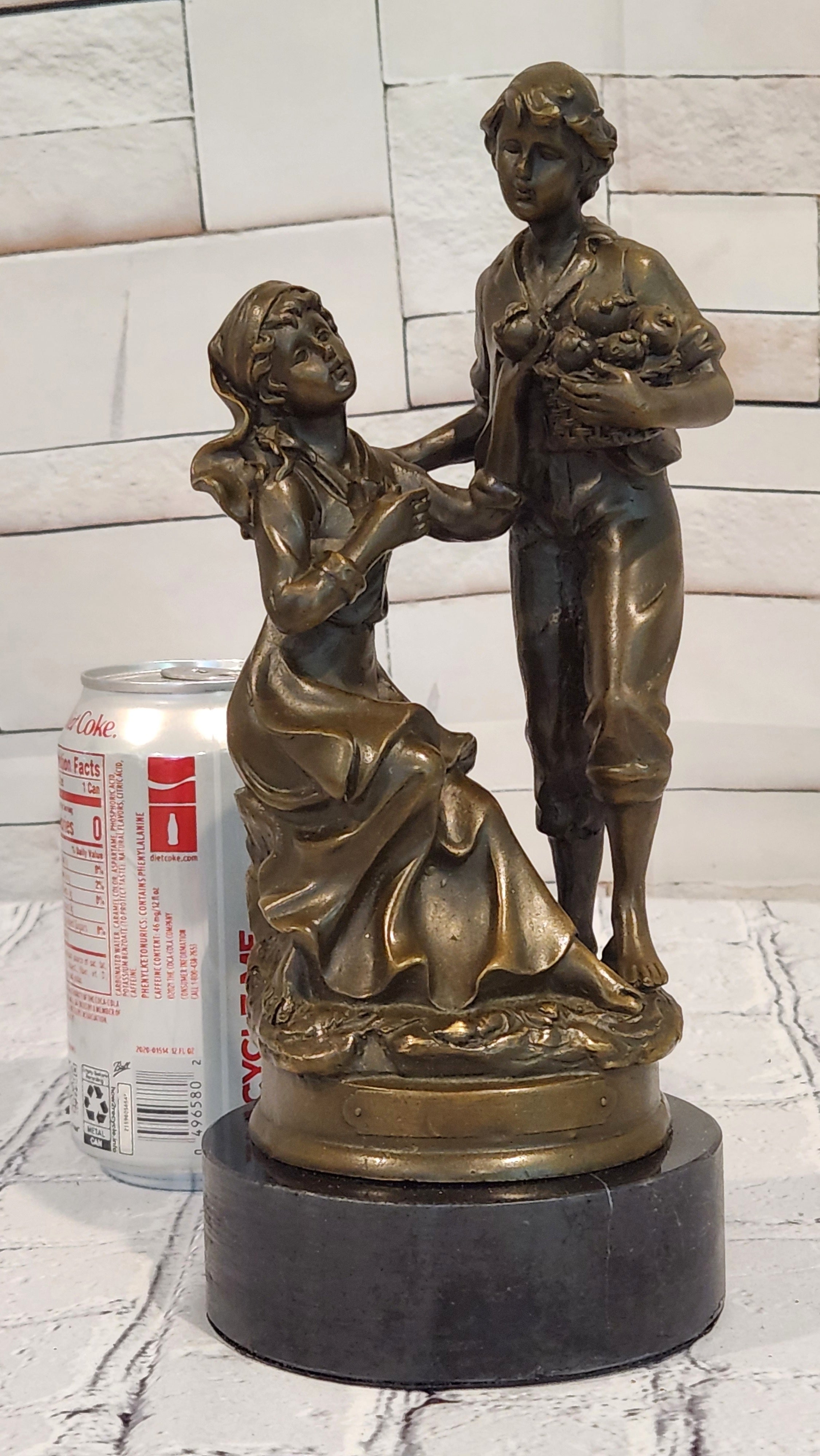 Signed Cesaro Bronze Man Woman Love Sculpture Romantic Couple Fine Art Figurine