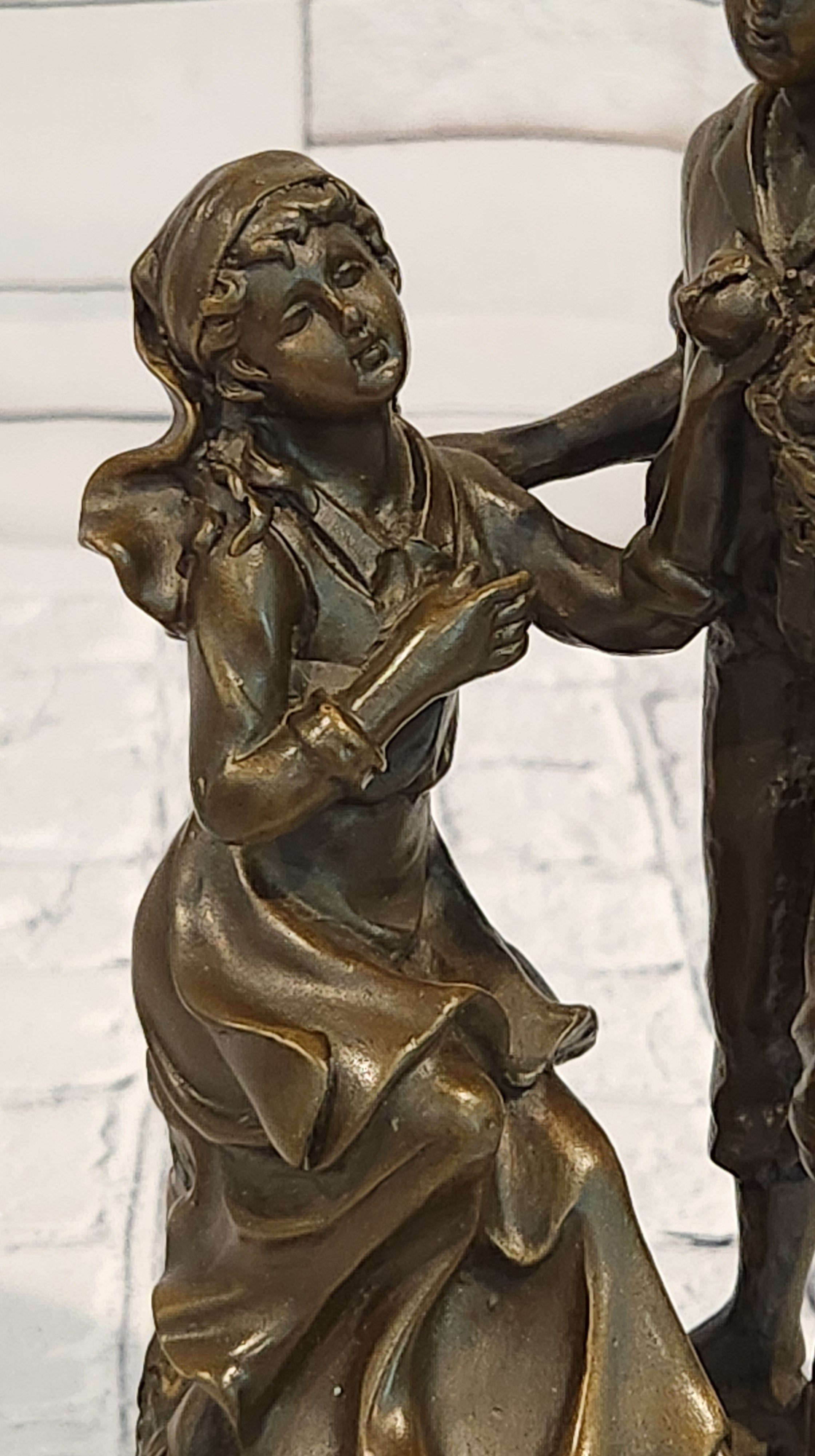 Signed Cesaro Bronze Man Woman Love Sculpture Romantic Couple Fine Art Figurine