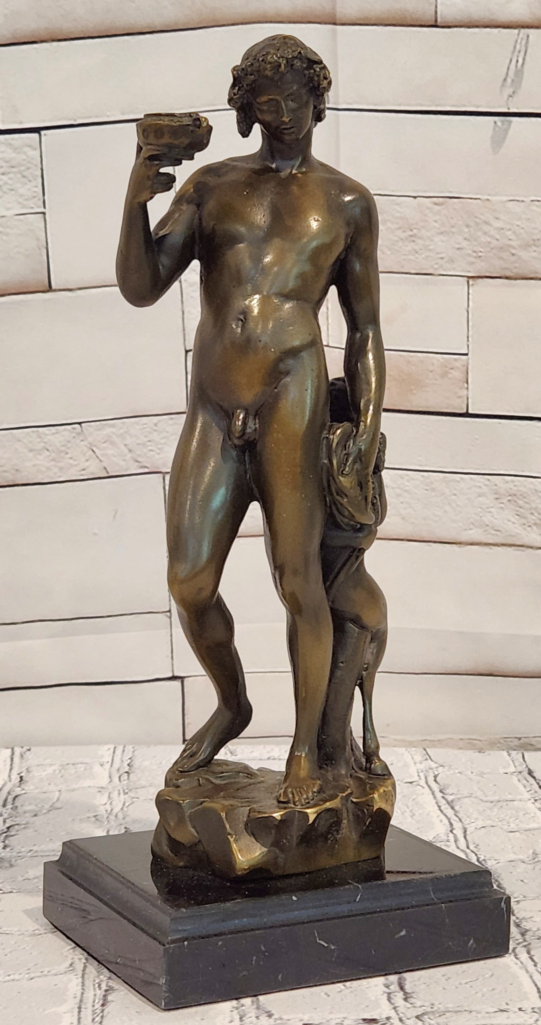 Bacchus Wine God Bronze Figurine Dionysus Mythology Statue Classical Decor