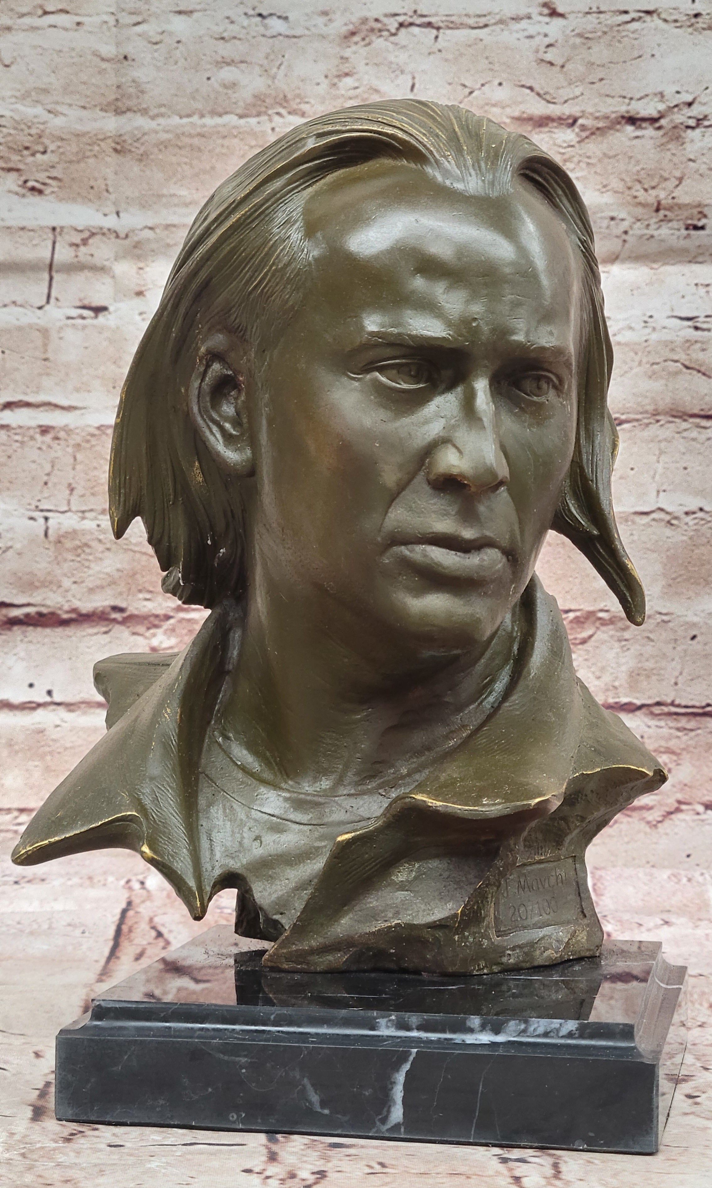 Mavchi Signed Nicolas Cage Bronze Bust Sculpture Movie Star Hot Cast Limited Edition Artwork