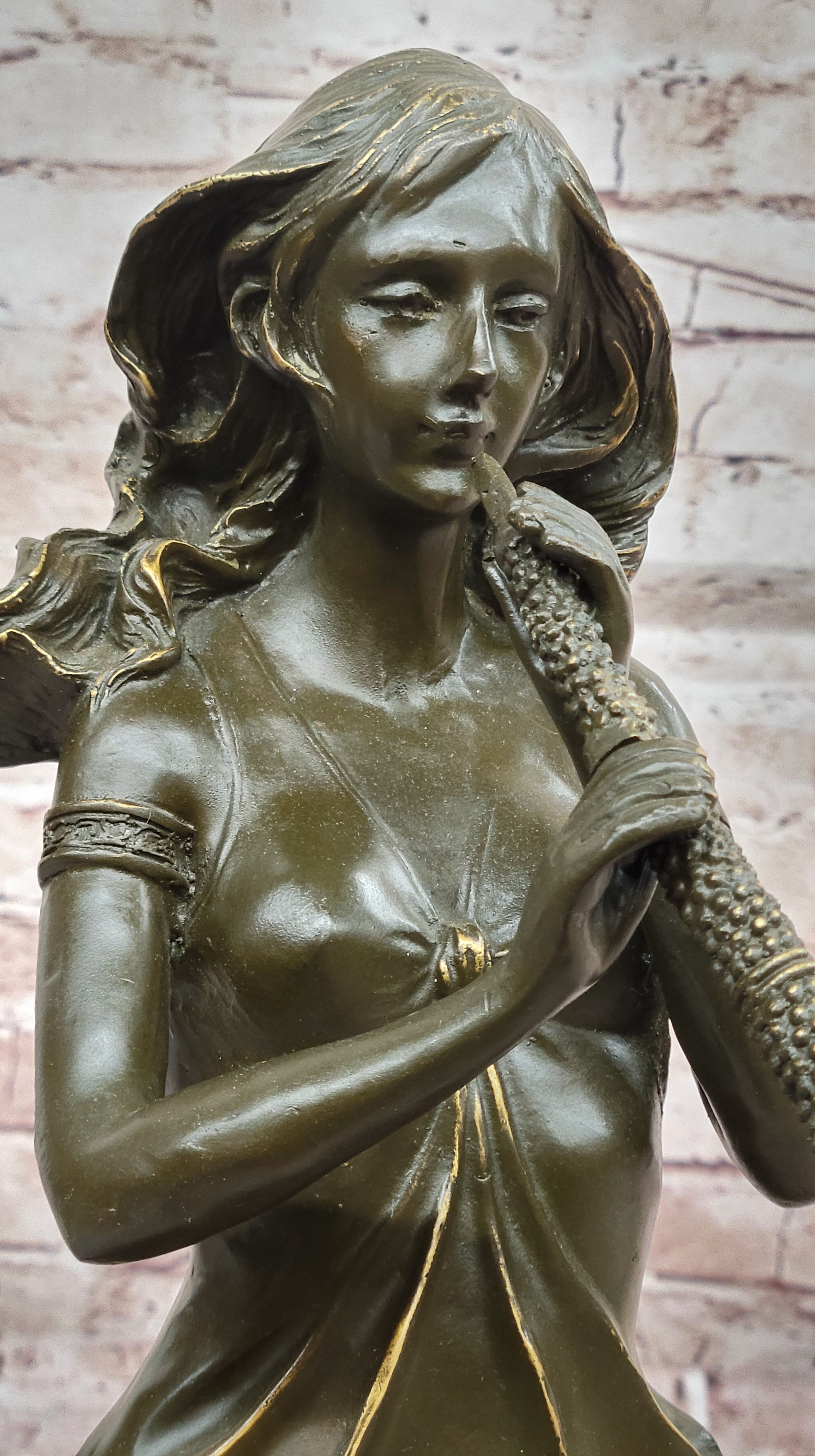 Hot Cast Bronze Sculpture Statue of Musical Woman Bust Signed by Jean Patoue