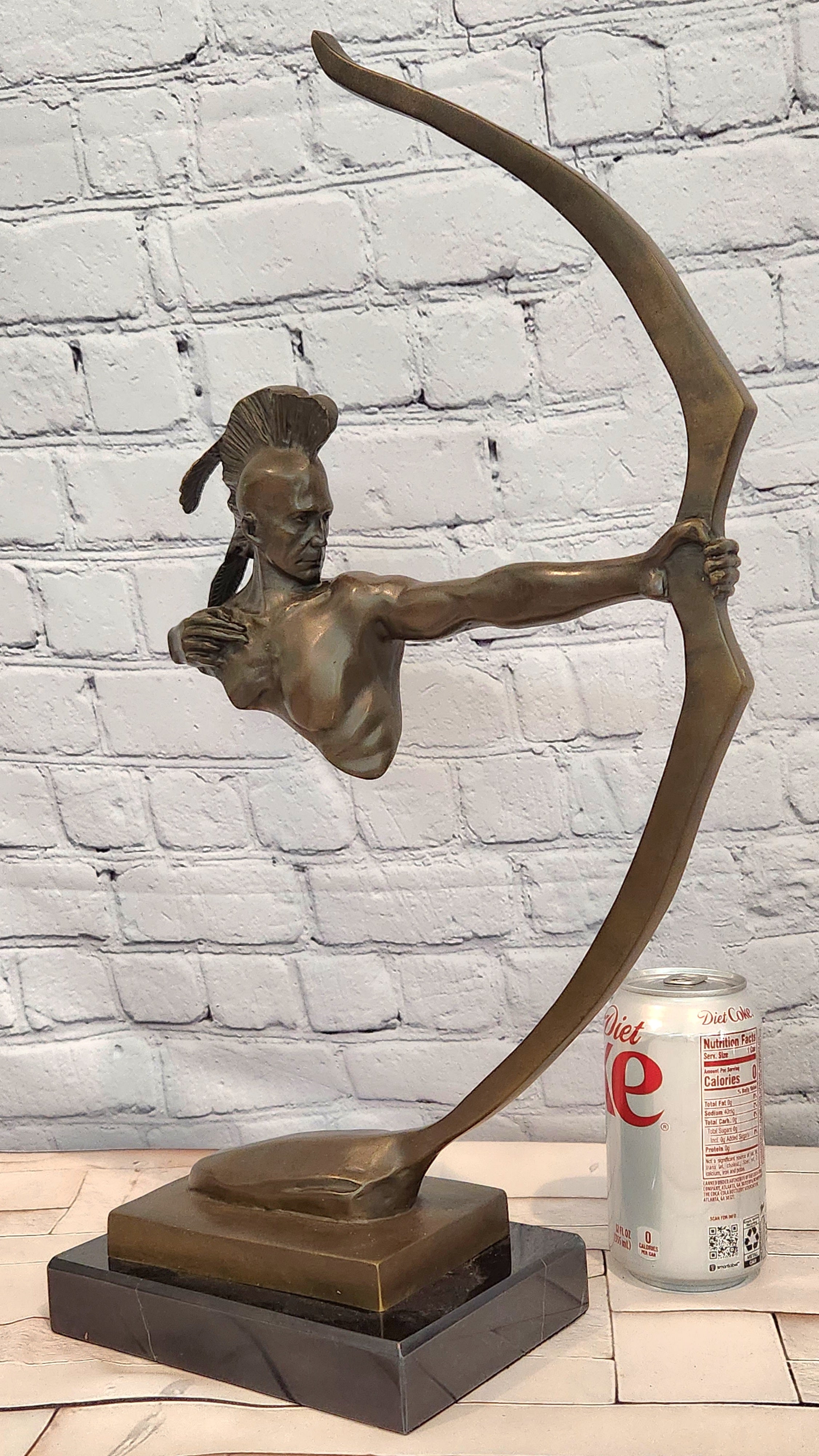 Bronze Archer Sculpture Native American Warrior Signed Mario Nick Collectible