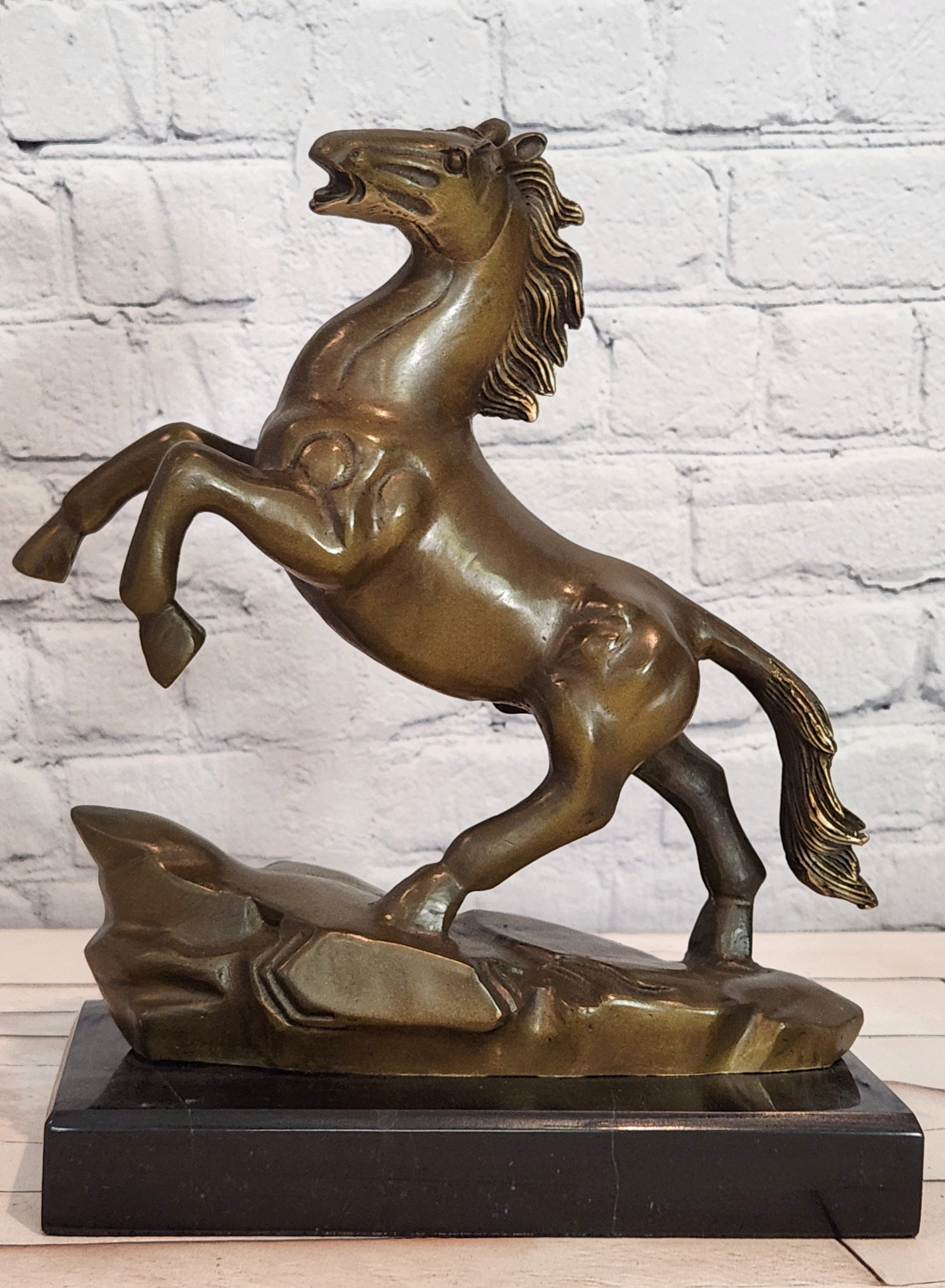 Milo Bronze Horse Trophy Statue Powerful Stallion Sculpture Home Office Decor