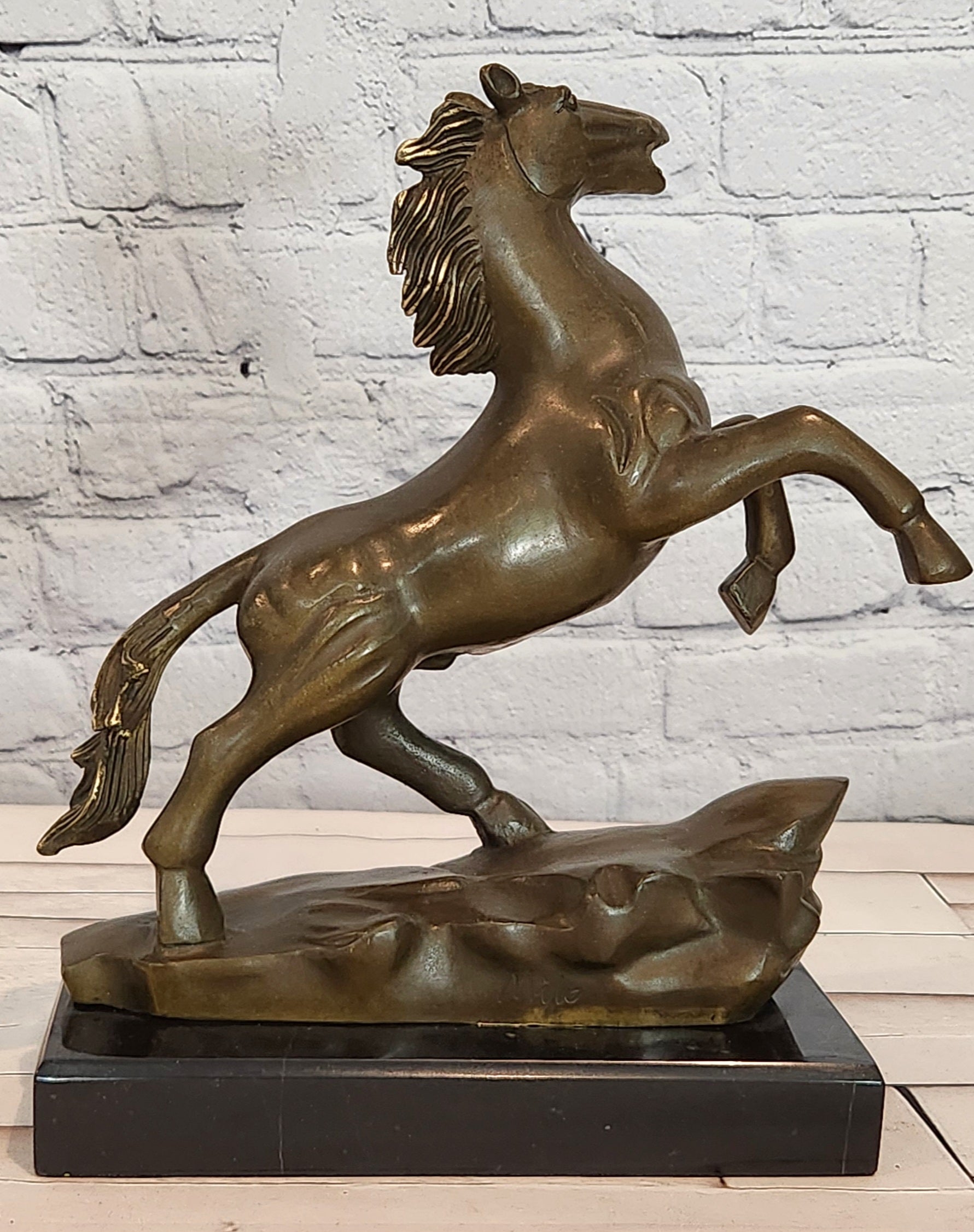 Milo Bronze Horse Trophy Statue Powerful Stallion Sculpture Home Office Decor