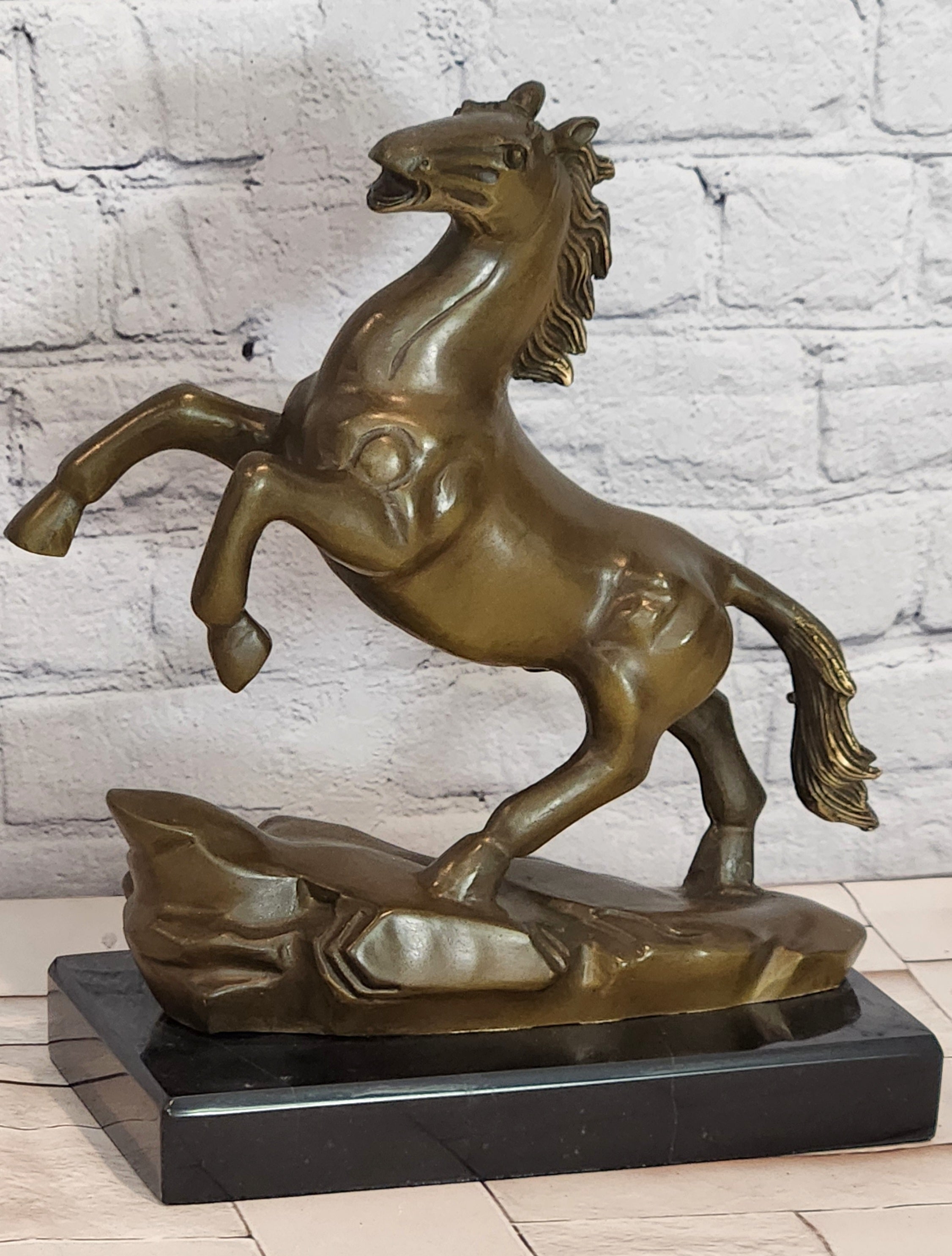 Milo Bronze Horse Trophy Statue Powerful Stallion Sculpture Home Office Decor