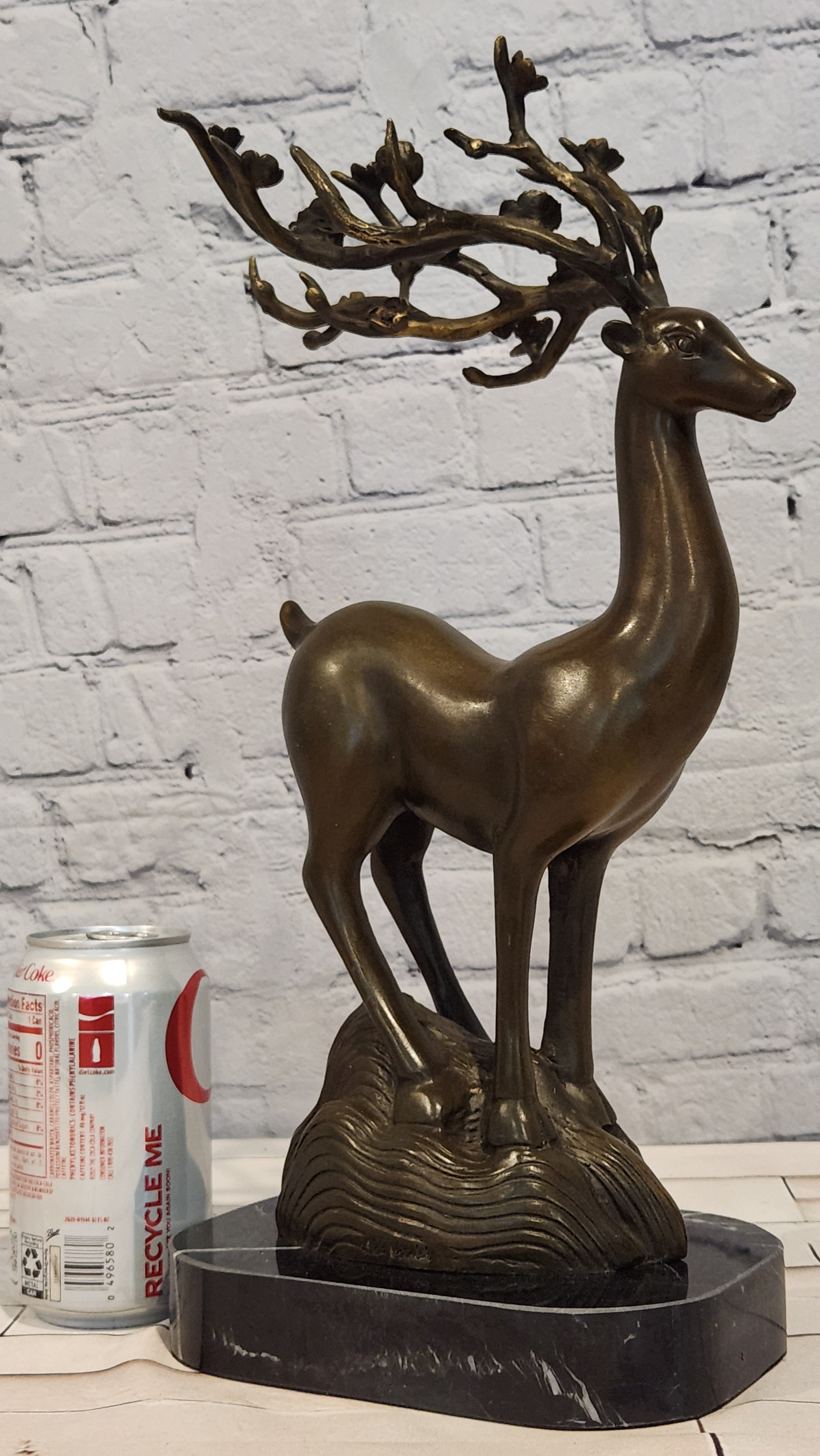 Abstract Bronze Stag Statue Modernist Wildlife Sculpture Fine Art Collectible Artwork