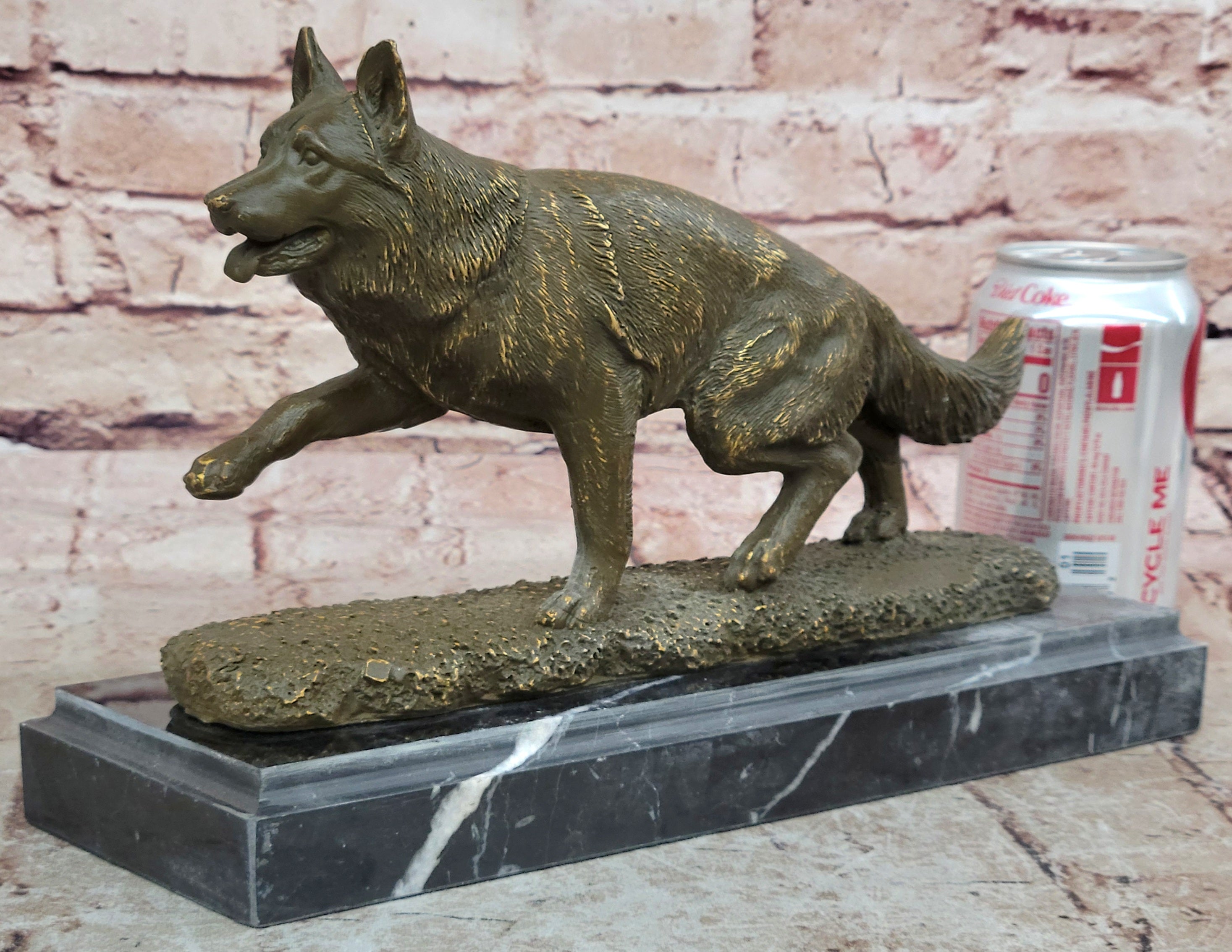 Hot Cast Bronze German Shepherd Statue Pet Lover Gift Animal Sculpture by A. Noel