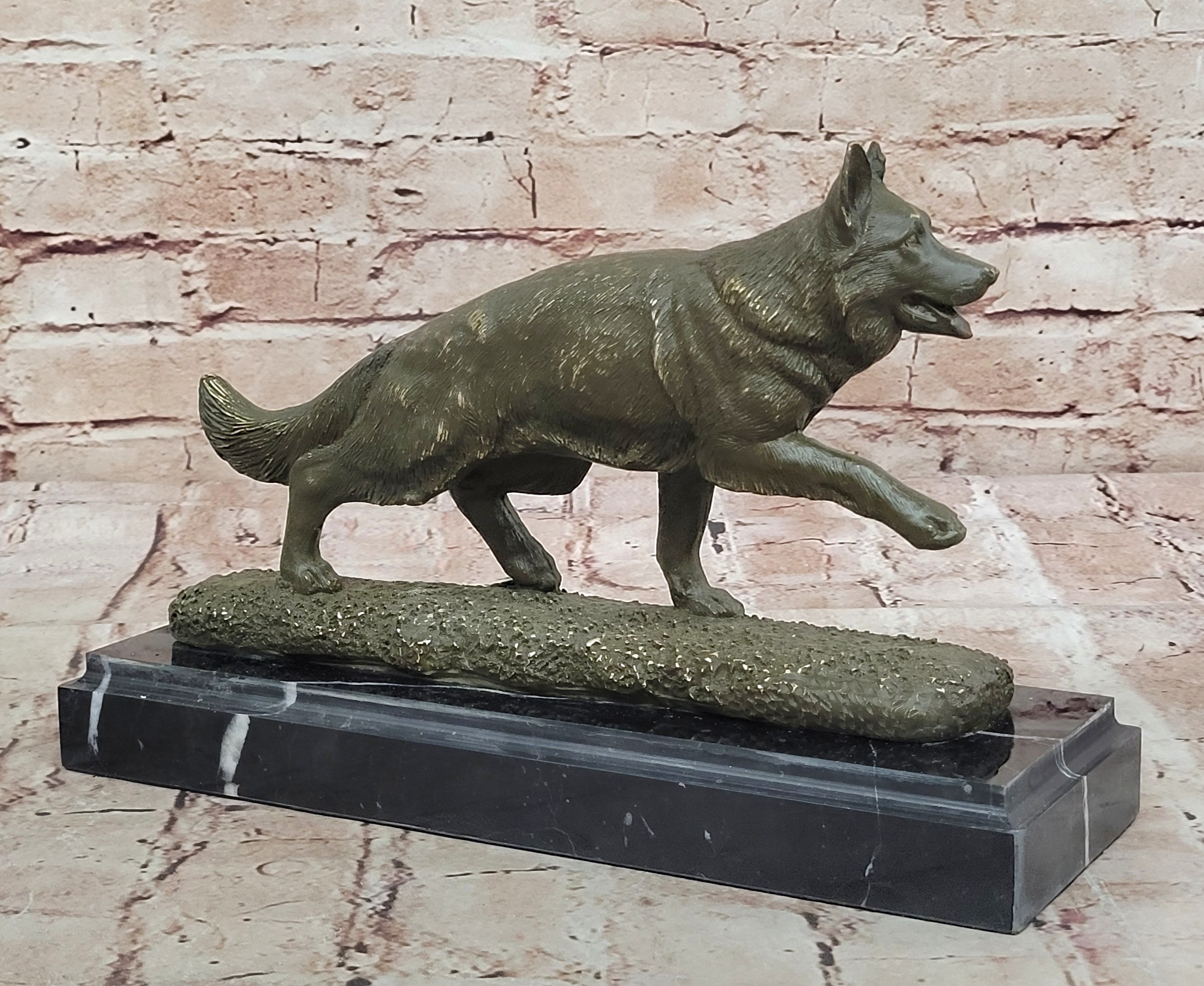 Hot Cast Bronze German Shepherd Statue Pet Lover Gift Animal Sculpture by A. Noel