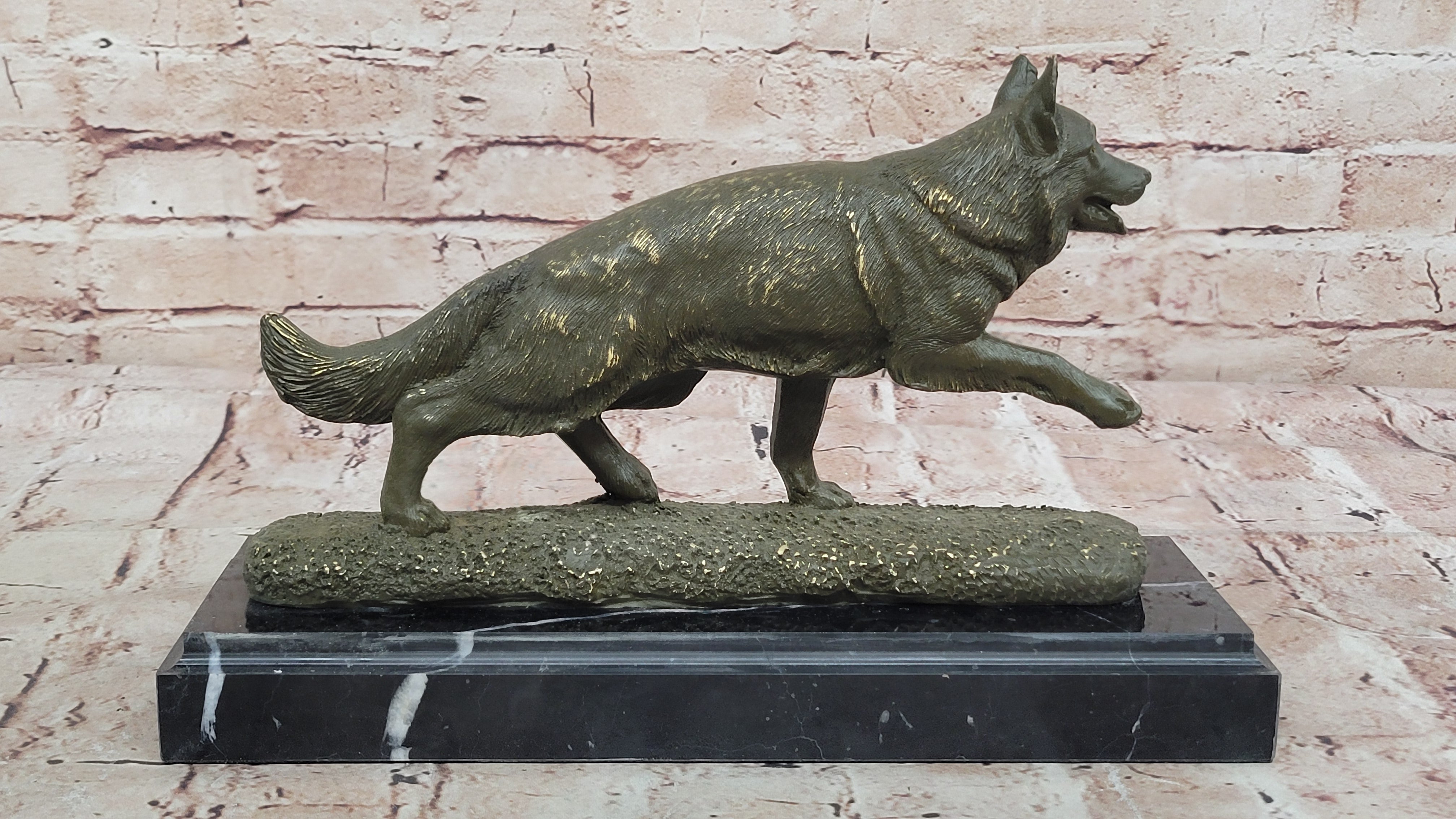 Hot Cast Bronze German Shepherd Statue Pet Lover Gift Animal Sculpture by A. Noel